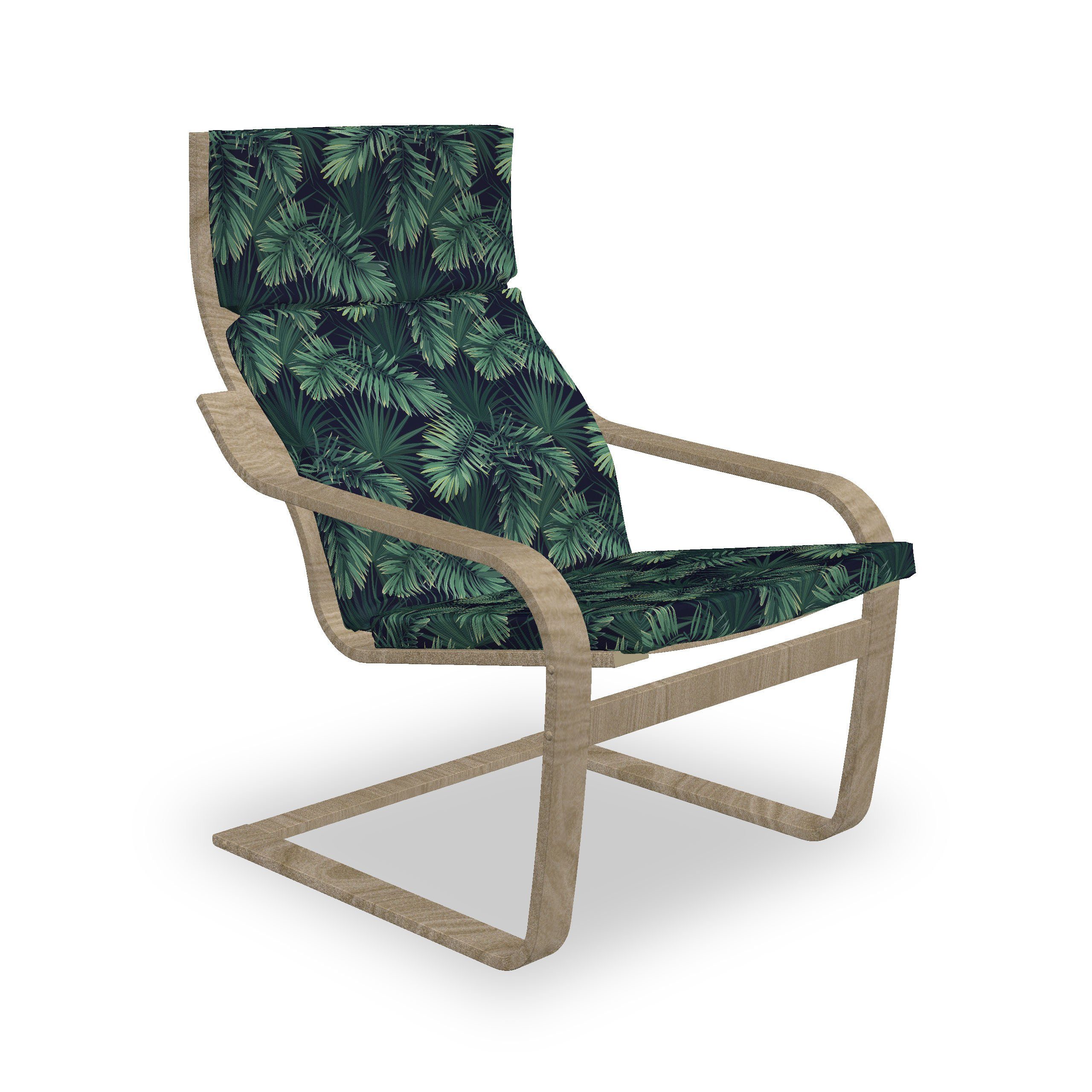 Abakuhaus Stuhlkissen Sitzkissen mit Stuhlkissen mit Hakenschlaufe und Reißverschluss, Palme Exotische Dschungel Laub Muster