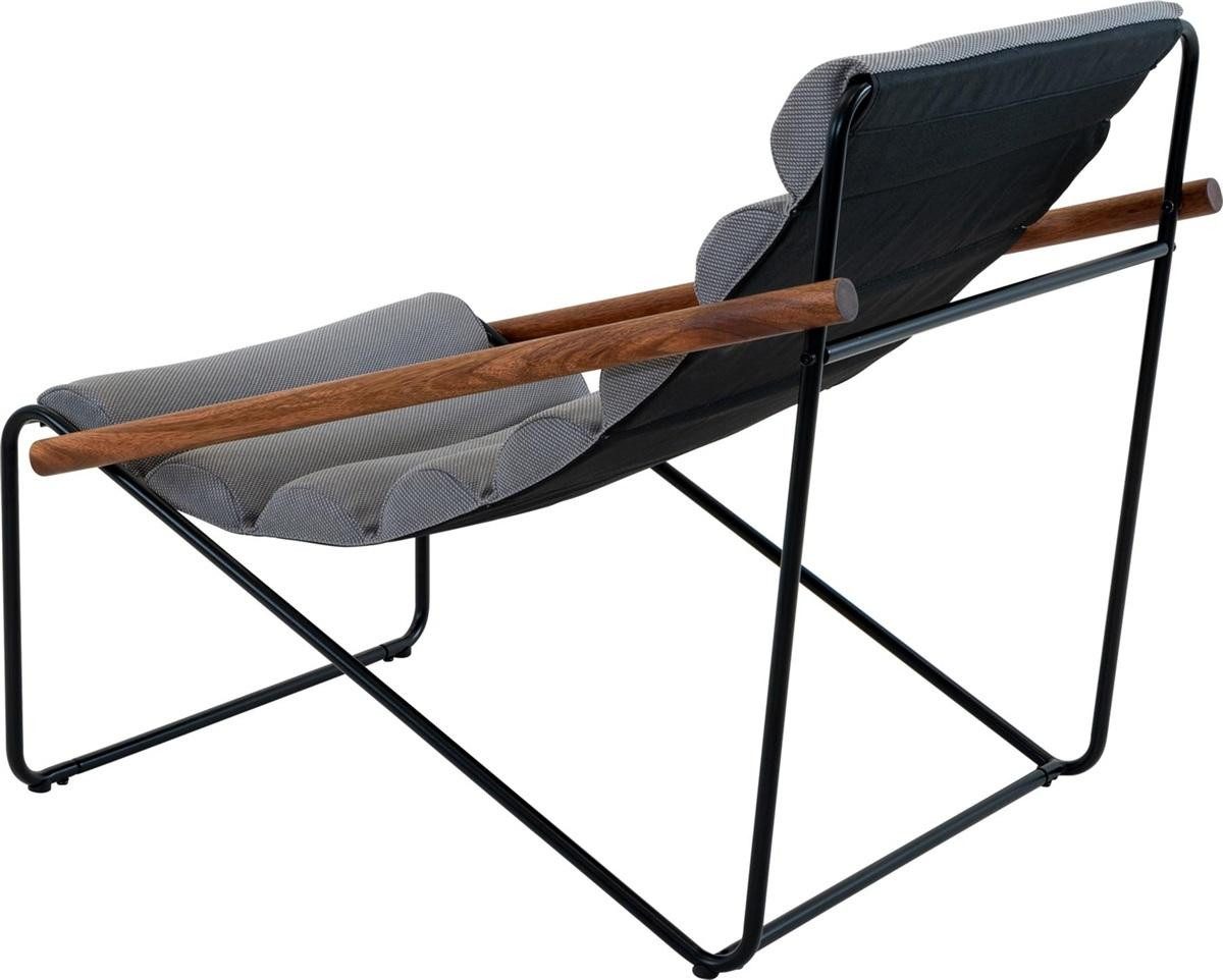Natur24 Gartenstuhl Miami Relaxsessel Stahl Olefin Schwarz Grau 72 x 87 x 75 cm
