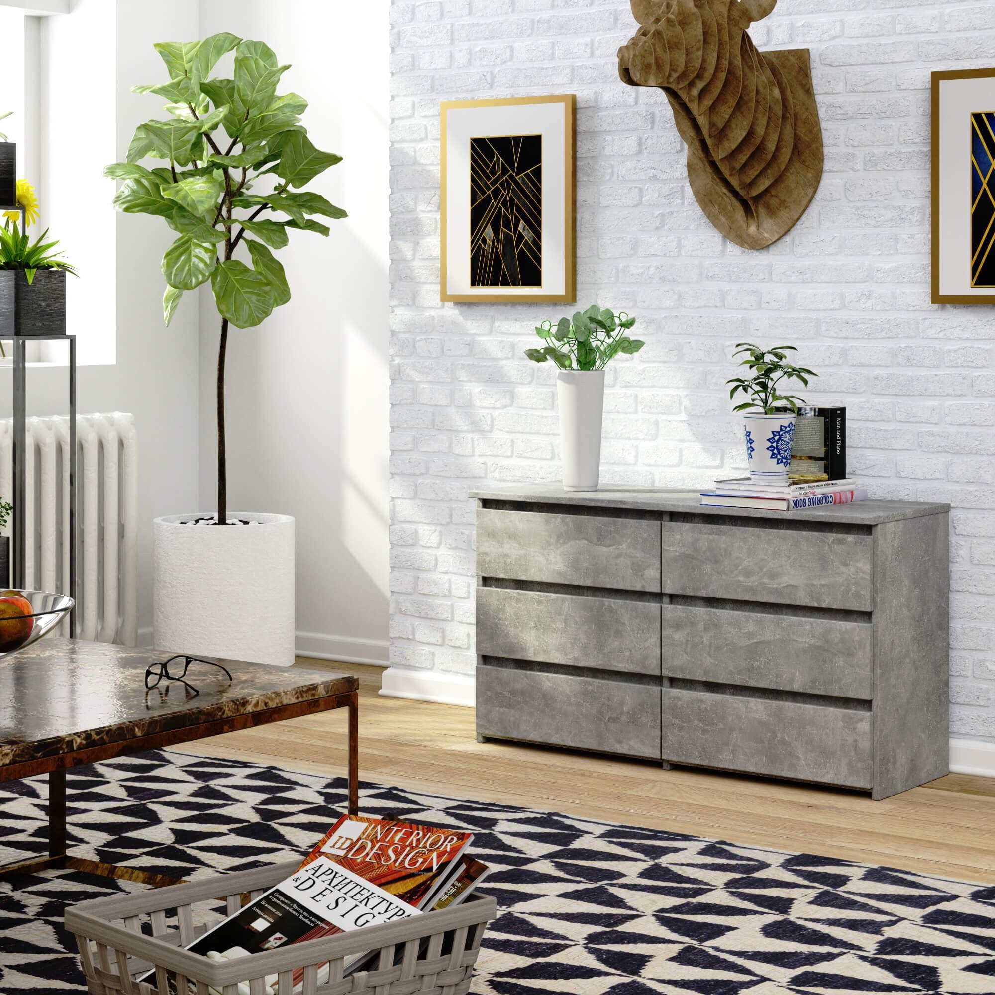 Raumhirsch Furniture Kommode Elegante Kommode mit 6 Schubladen - Modern & stilvoll - Sideboard, (viele Farbvarianten - Maße: 100 x 57 x 35 cm) - Hochwertig & stabil