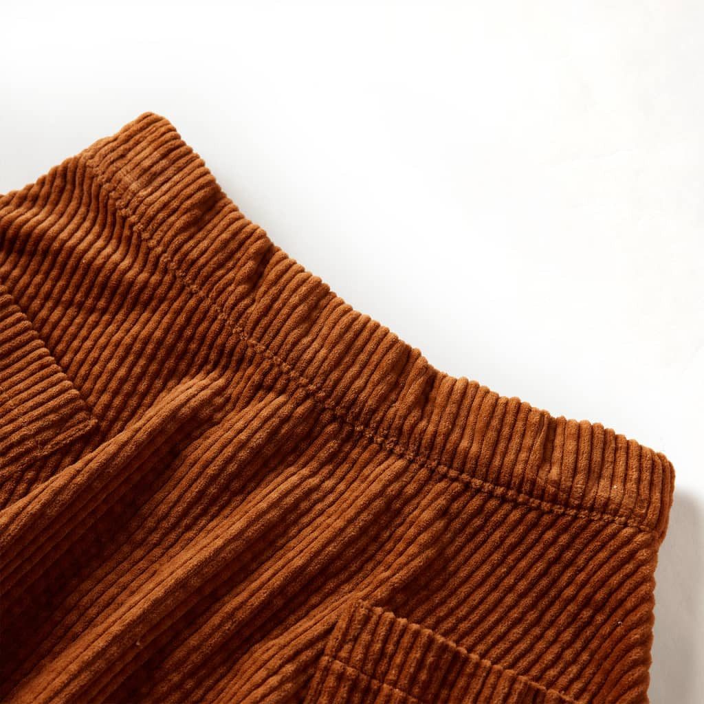 vidaXL Faltenrock Kinderrock mit Taschen Cord Cognac 104