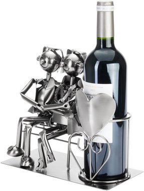 BRUBAKER Weinflaschenhalter Liebespaar auf Bank Flaschenhalter, (Valentinstagsgeschenk, 1-St., romantisches Wein Geschenk), Weinhalter Metall Skulptur mit Geschenkkarte