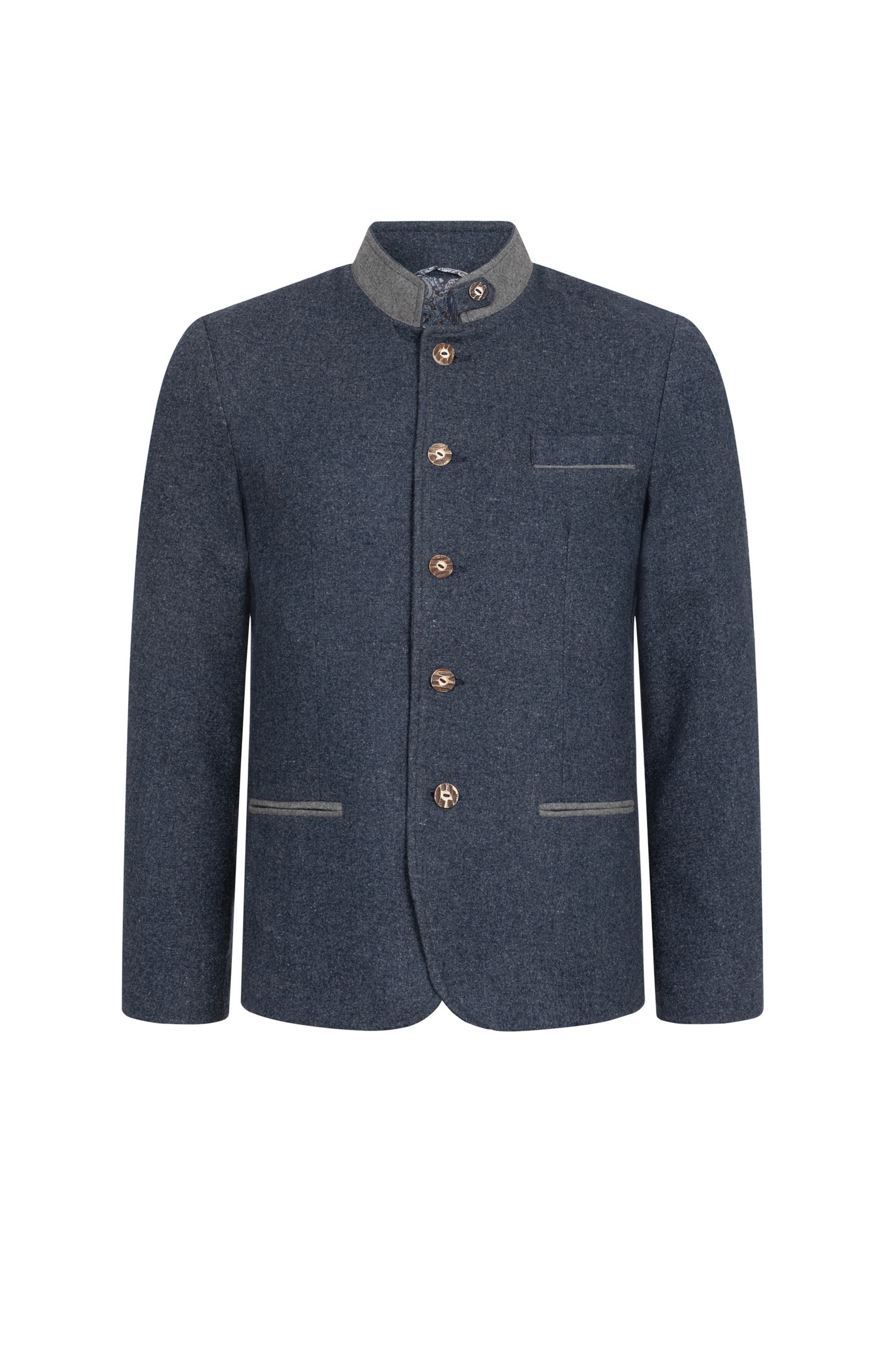 Nübler Trachtenstrickjacke Trachtenstrickjacke Leopold Langarm in Blau, Trachtenmode