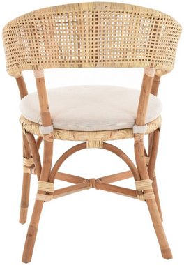 Krines Home Bistrostuhl Rattanstuhl mit Armlehne Bistro Sessel Korbstuhl skandinavischer Stil, Natur Rattan Stuhl