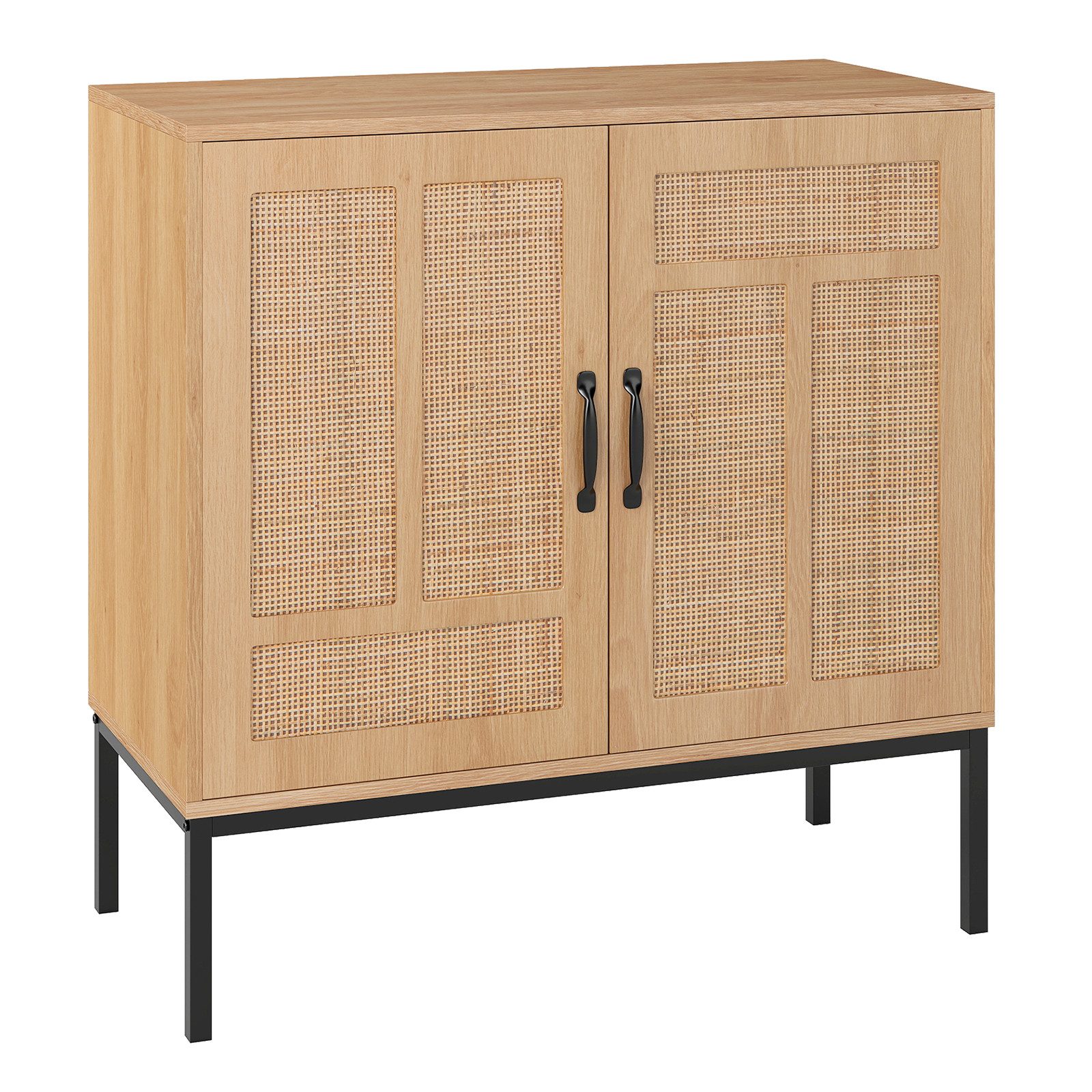 COSTWAY Sideboard, Küchenschrank Rattan mit verstellbarem Regal günstig online kaufen