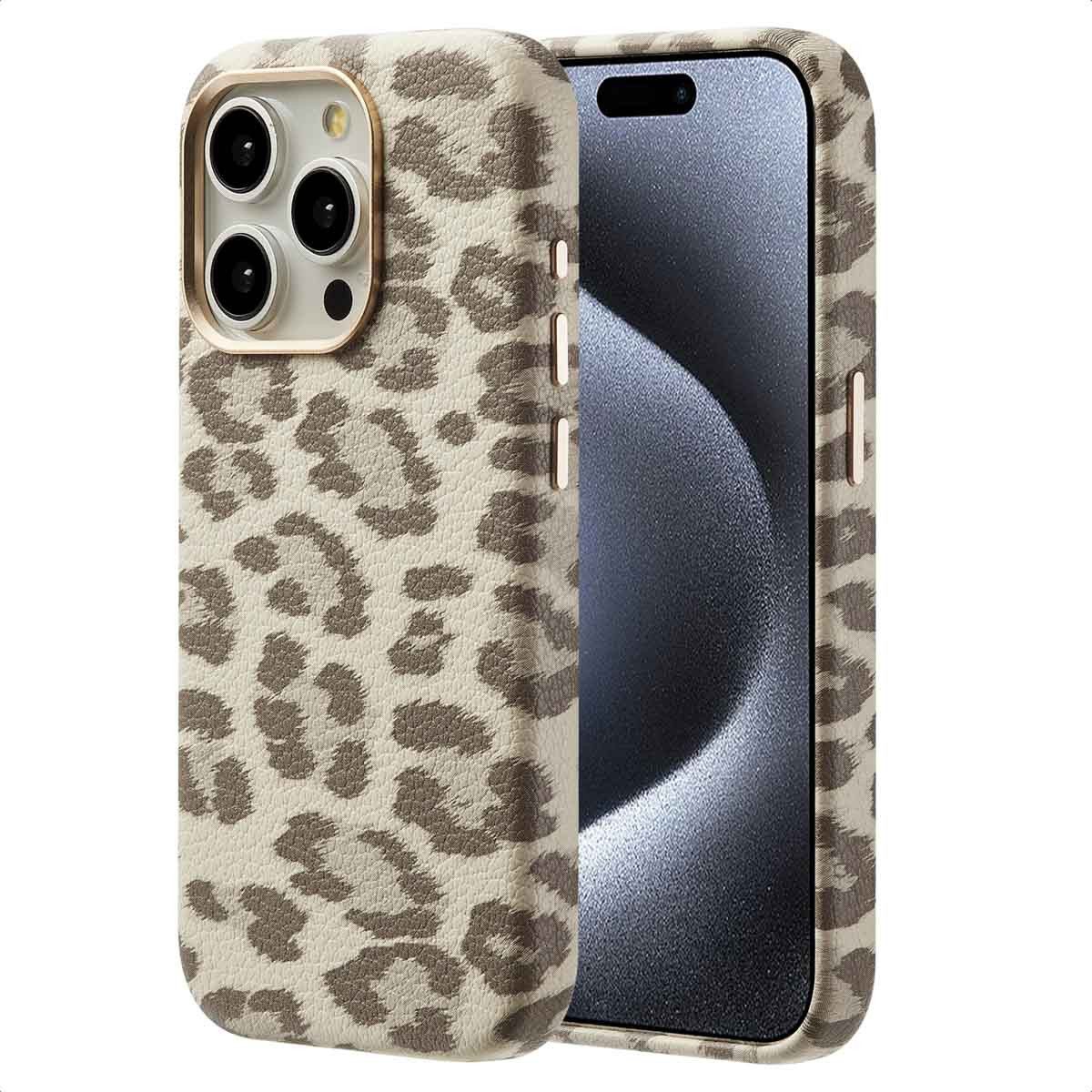 Selencia Backcover Selencia Sabi Backcover Leopardenmuster mit MagSafe Apple iPhone 15 Pr