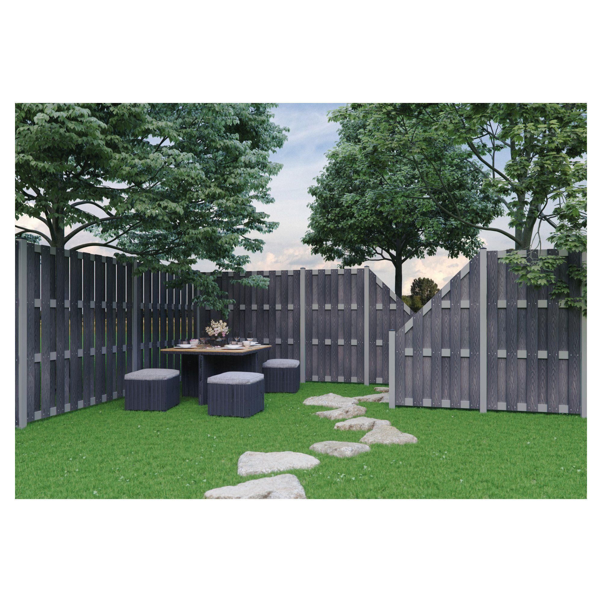 Tetzner & Jentzsch Gartenzaun JINAN-Serie anthrazit / WPC Sichtschutzzaun