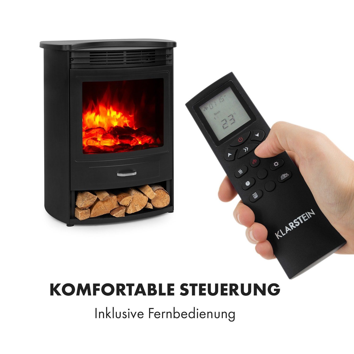 elektrischer Elektrokamin elektrischer Klarstein Heizfunktion Kaminofen Smart, S Kamin Bormio Elektrokamin