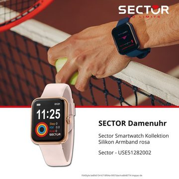 Sector Sector Herren Armbanduhr Smartwatch, Analog-Digitaluhr, Herren Smartwatch rund, groß (ca. 44mm), Silikonarmband rosa, Sport