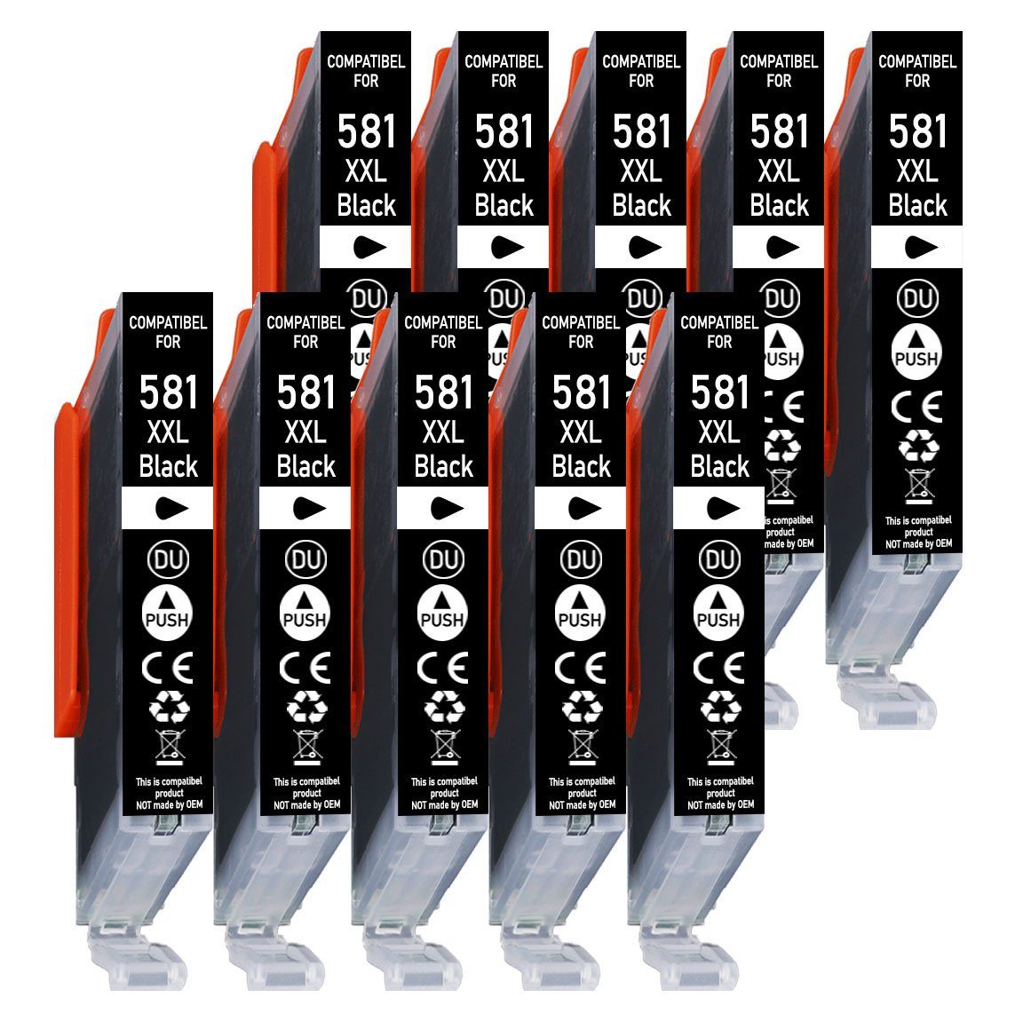 Druckerparadies 10er Sparpack Fotoschwarz für Canon 581 XXL Druckerpatronen Tintenpatrone (10-tlg., TS6150 TS6151 TS6240 TS6241 TS6250 TS6251 TS6350 TS6351 TS705)