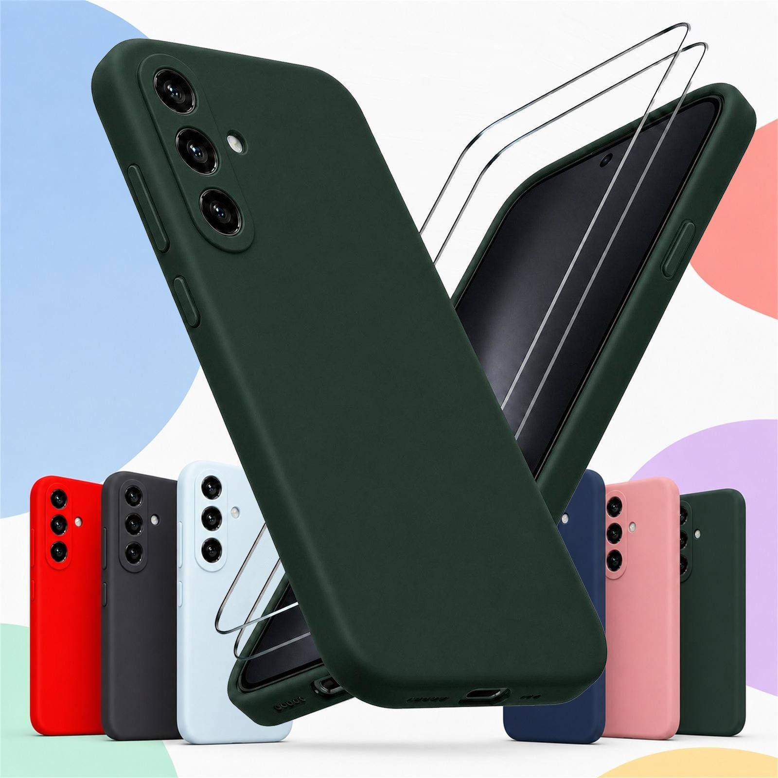 CoolGadget Handyhülle Silikon Pro Schutzhülle inkl. 2x Glas Display Schutzfolie, weiches Innenfutter Cover für Samsung Galaxy S22 Schutz Tasche