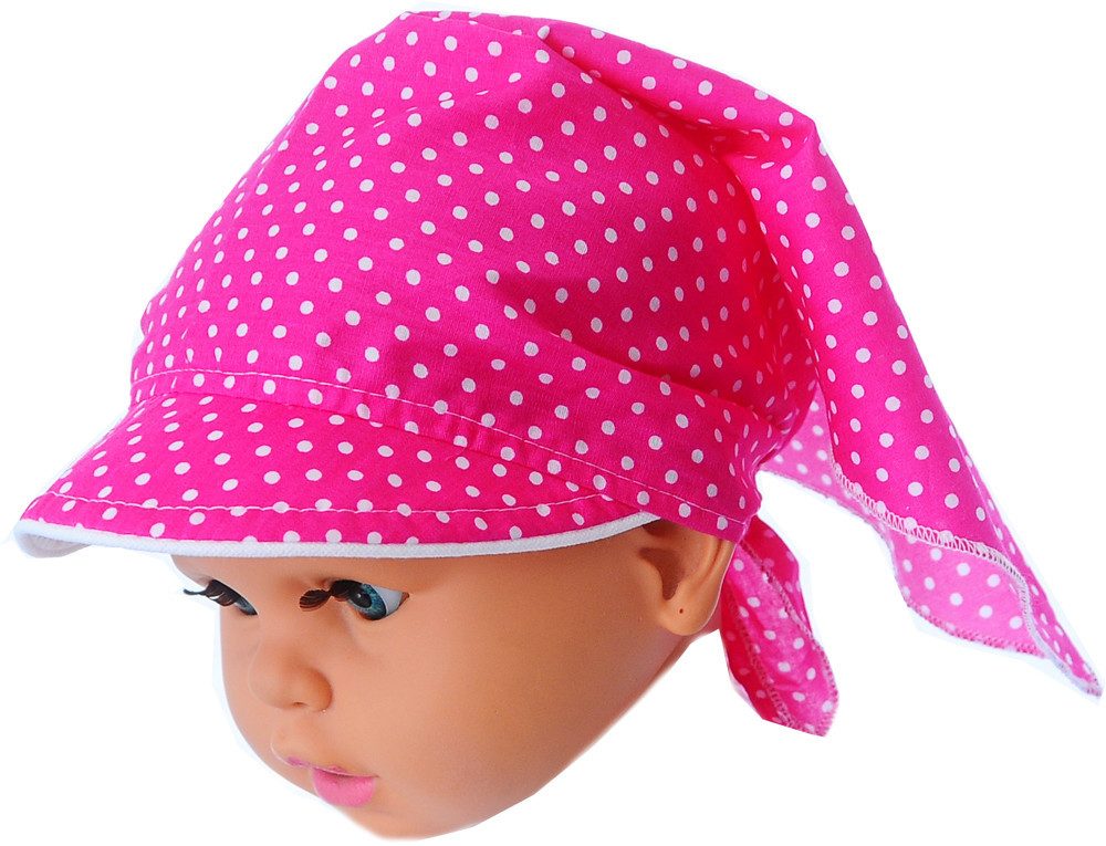La Bortini Kopftuch Baby Kinder Bandana Tuch mit Schirm Schirmmütze Kopfbedeckung in Pink, aus reiner Baumwolle, gemustert, sommerlich