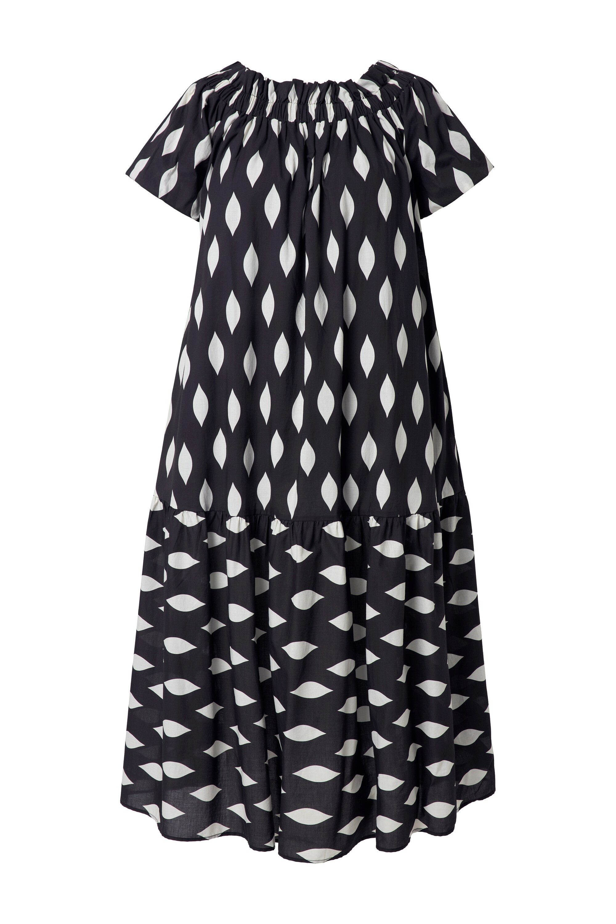 Ulla Popken Midikleid Maxikleid Wabenmuster Carmen-Ausschnitt – Bild 2 von 5