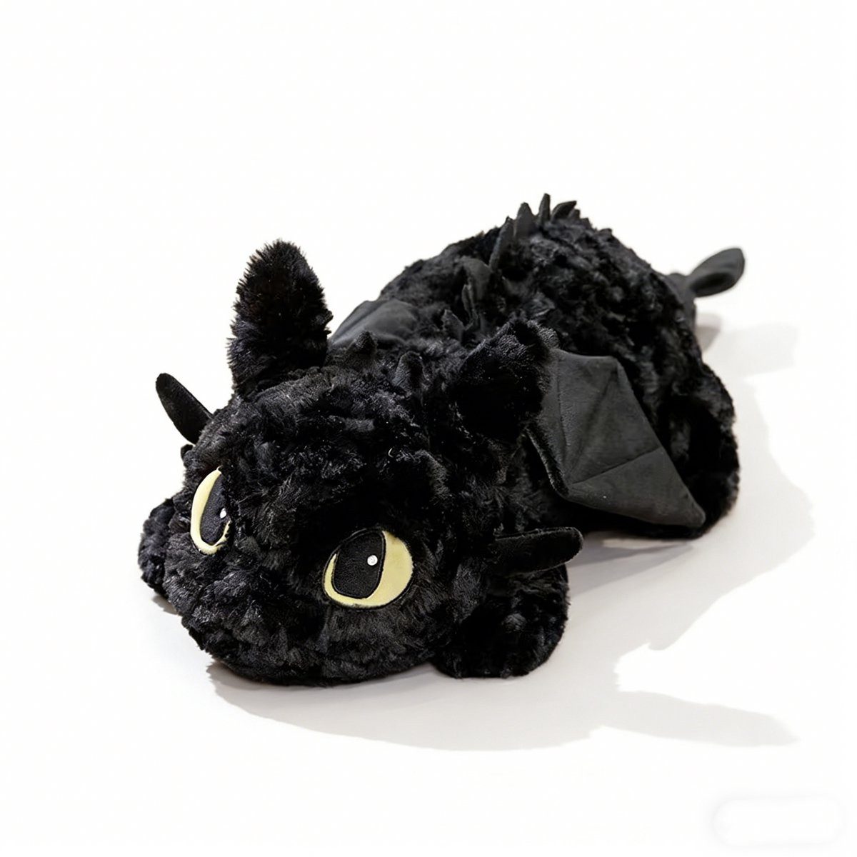 Kraftverdia Stoffpuppe Zahnloser Drache Plüschtier 70 cm, niedlich, weiches Kissen, schwarz