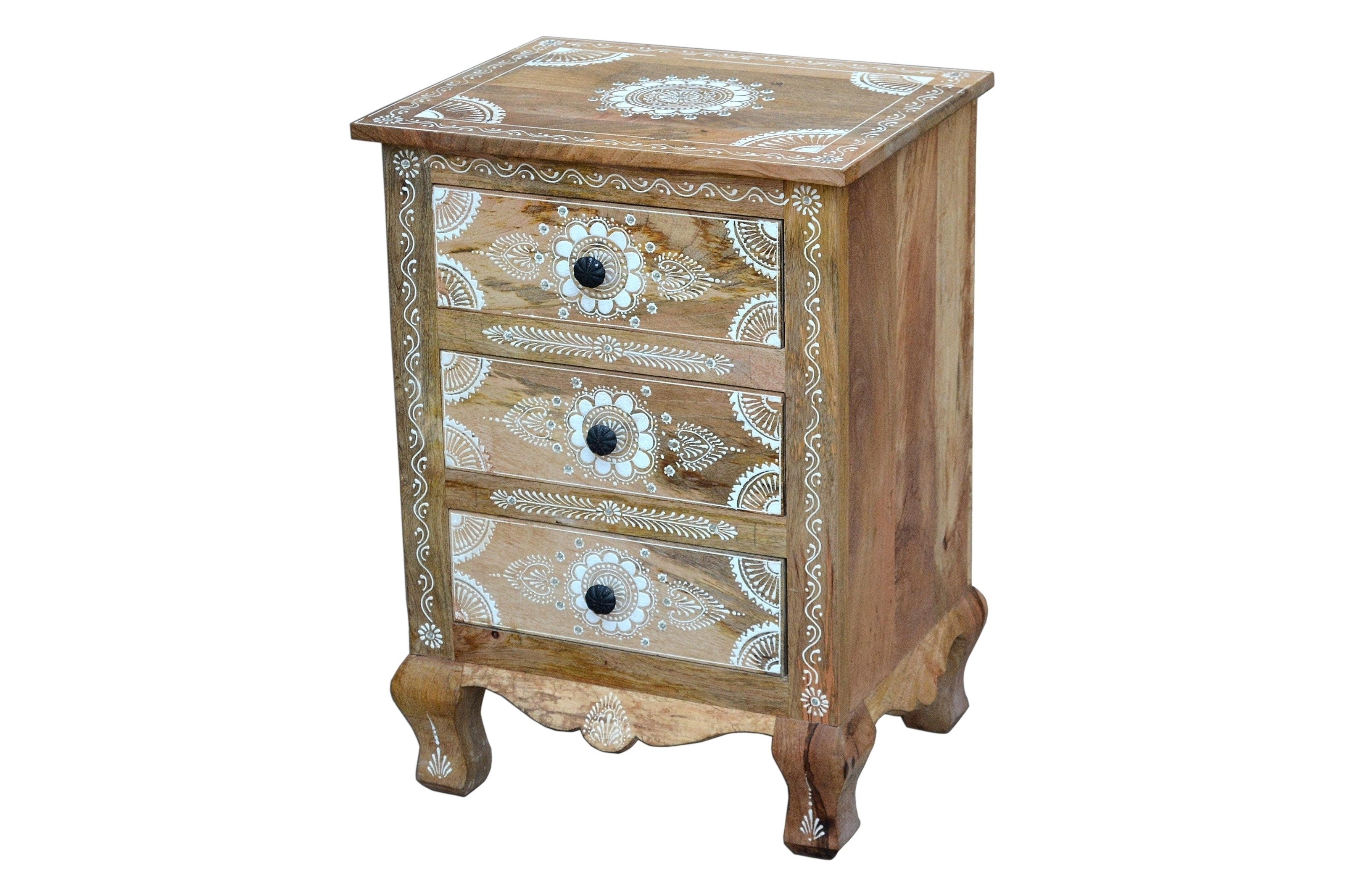 freiraum Nachtkommode Sharma, in Braun, Mangoholz - 50x70x40cm (BxHxT)