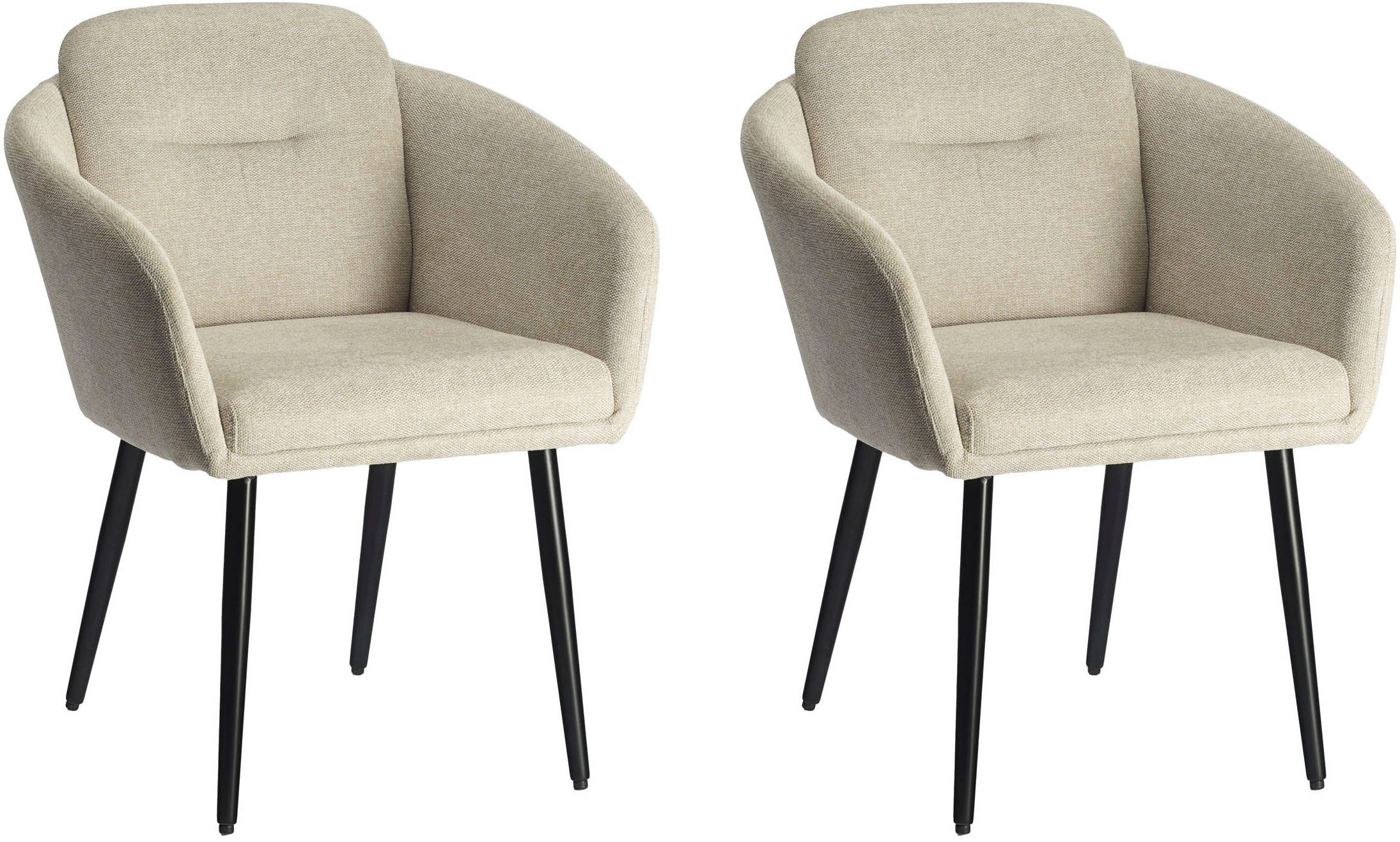 LeGer Home by Lena Gercke Esszimmerstuhl Fleur (Set, 2 St), Strukturstoff, ergonomisches Design, gesteppte Rückenlehne