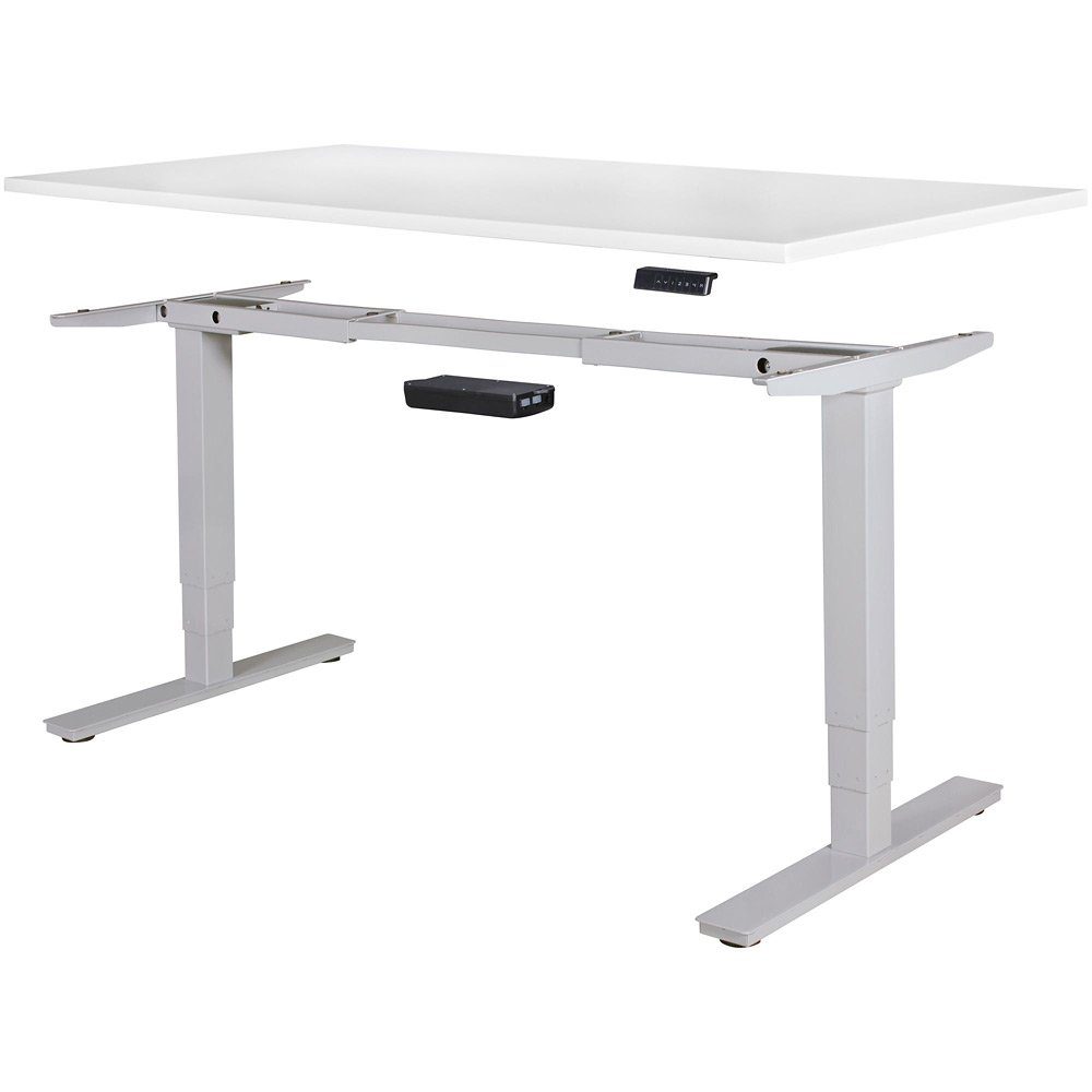 Memory Funktion Schreibtisch, Lomadox silber mit 182/128/70cm Gestell