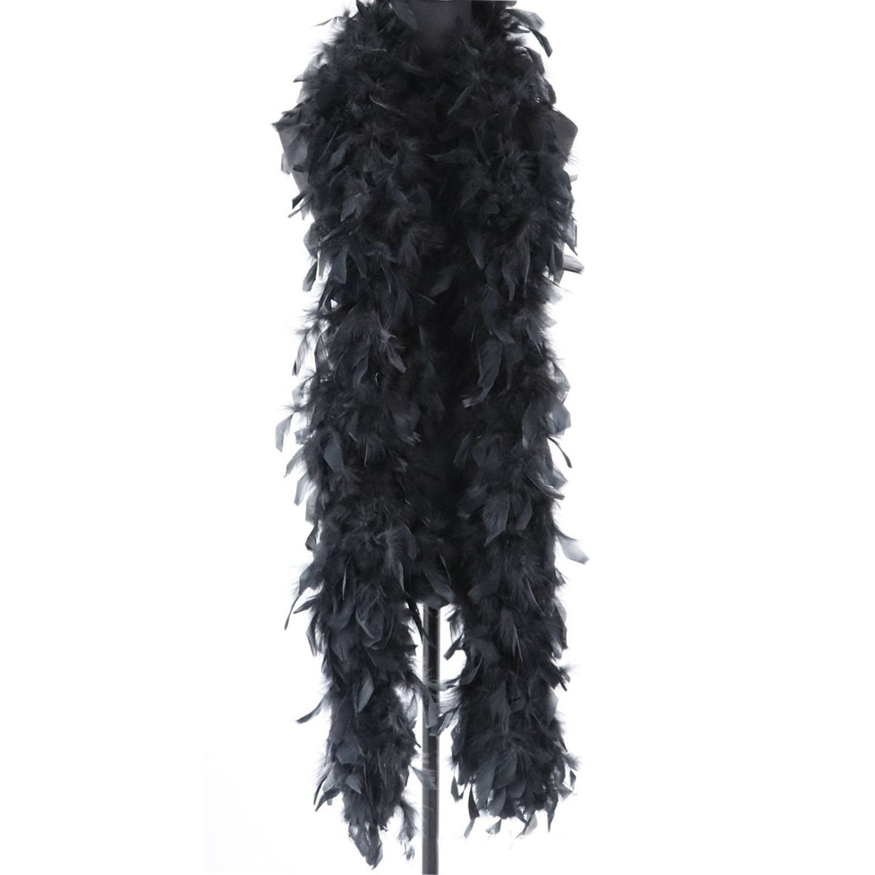Kopper-24 Partyanzug Federboa Feder-Schal, 180 cm länge, Schwarz