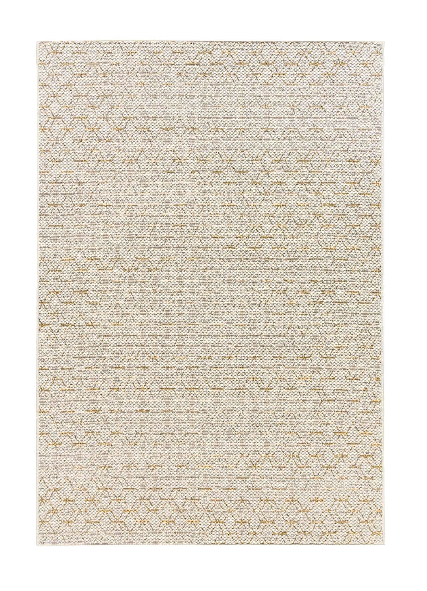 Outdoorteppich LINEO, Weiß, Gelb, Kunstfaser, 290 x 200 cm, rechteckig