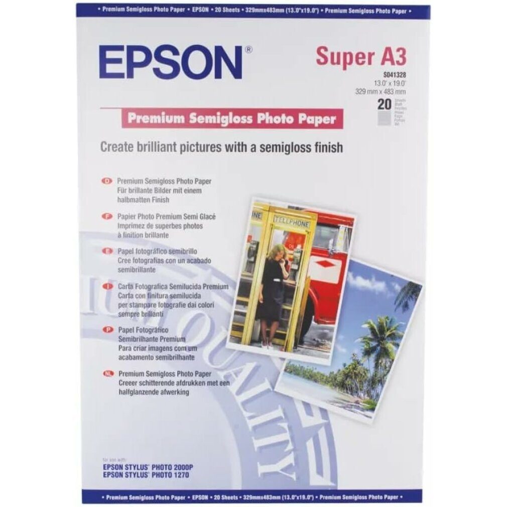 Epson Fotopapier Fotopapier S041328 DIN A3+ seidenmatt 250 g/qm 20 Blatt