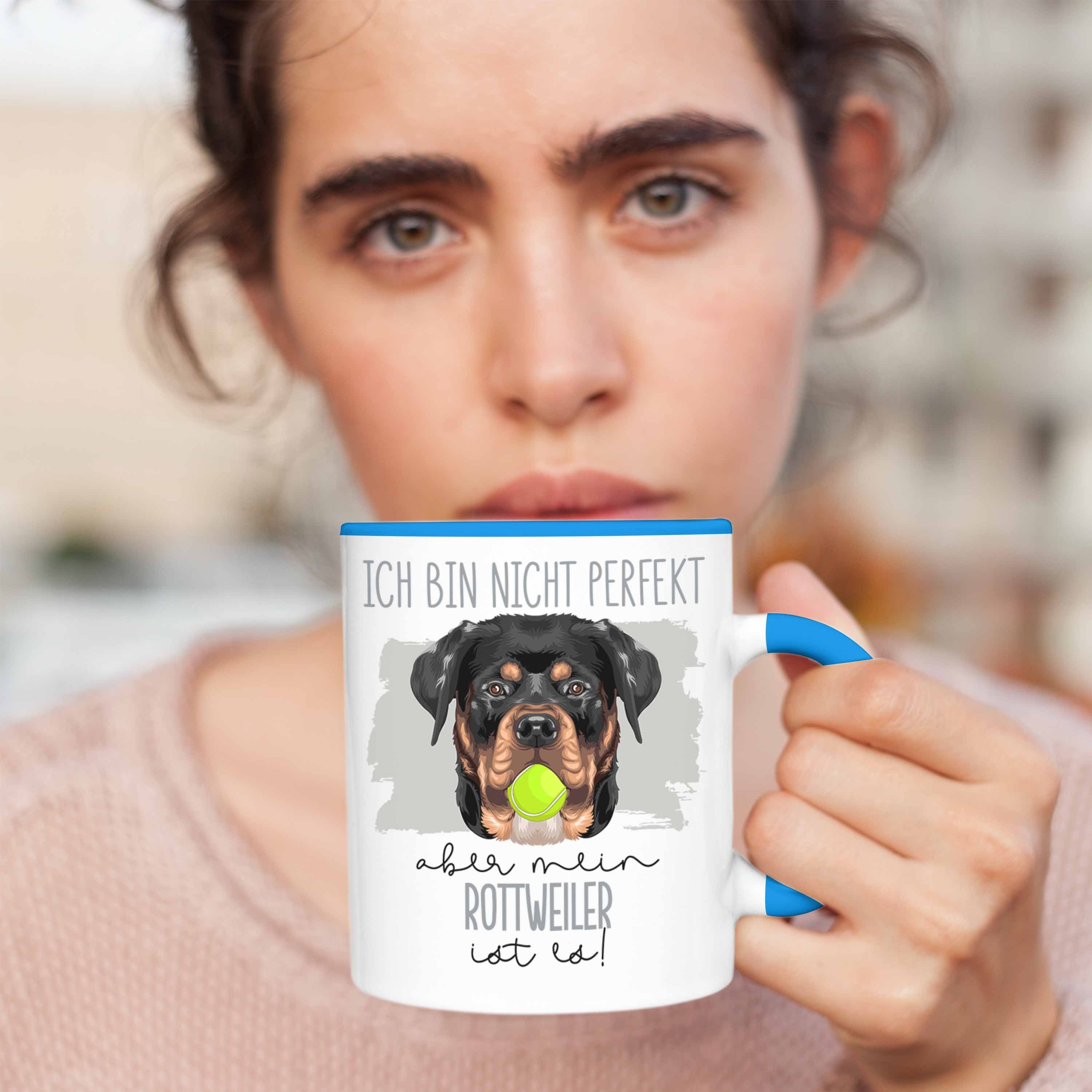 Blau Tasse Geschenkidee Besitz Geschenk Besitzer Tasse Spruch Trendation Lustiger Rottweiler