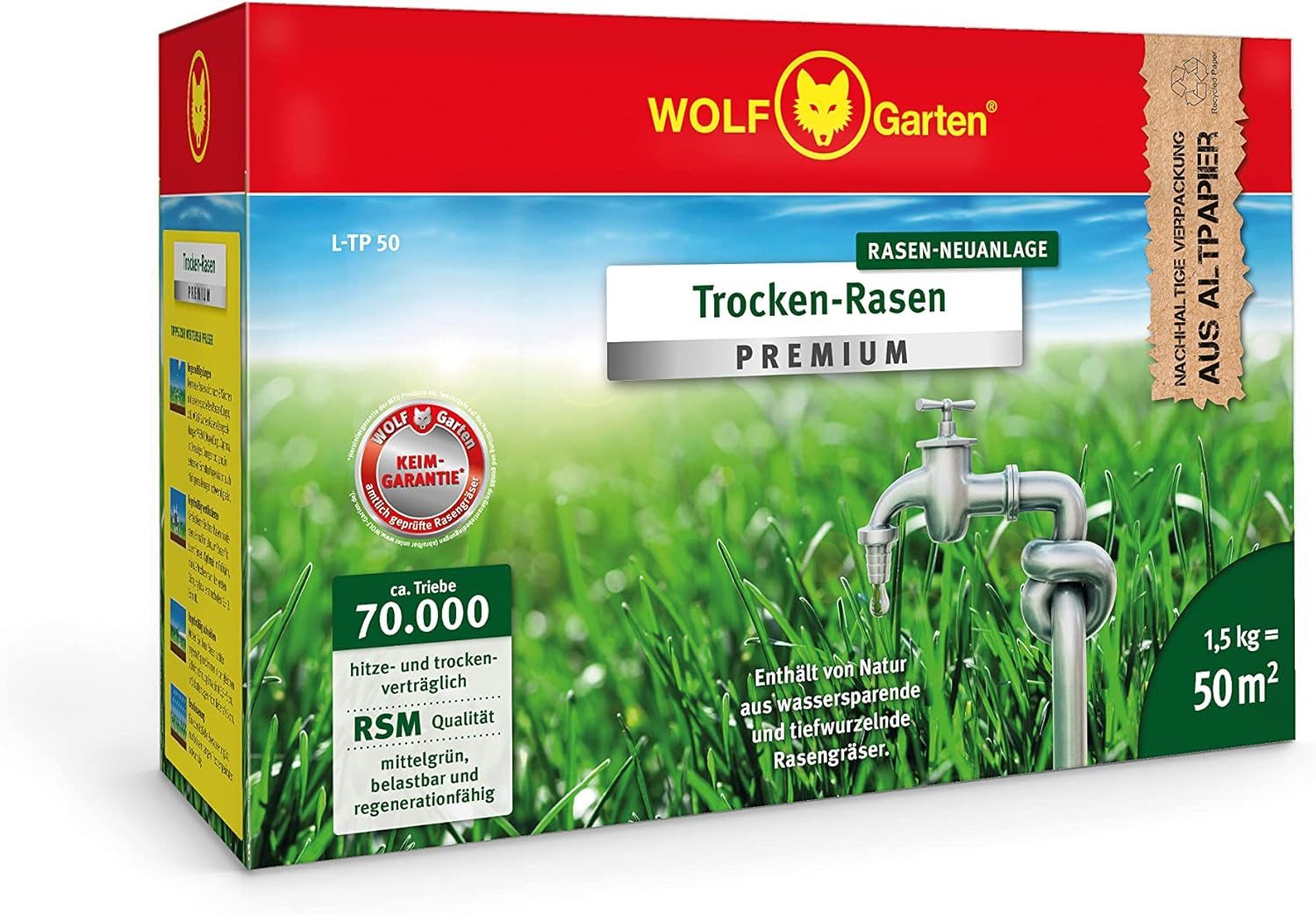 WOLF Rasensamen WOLF-Garten - Trocken-Rasen Premium L-TP 50 m², rot