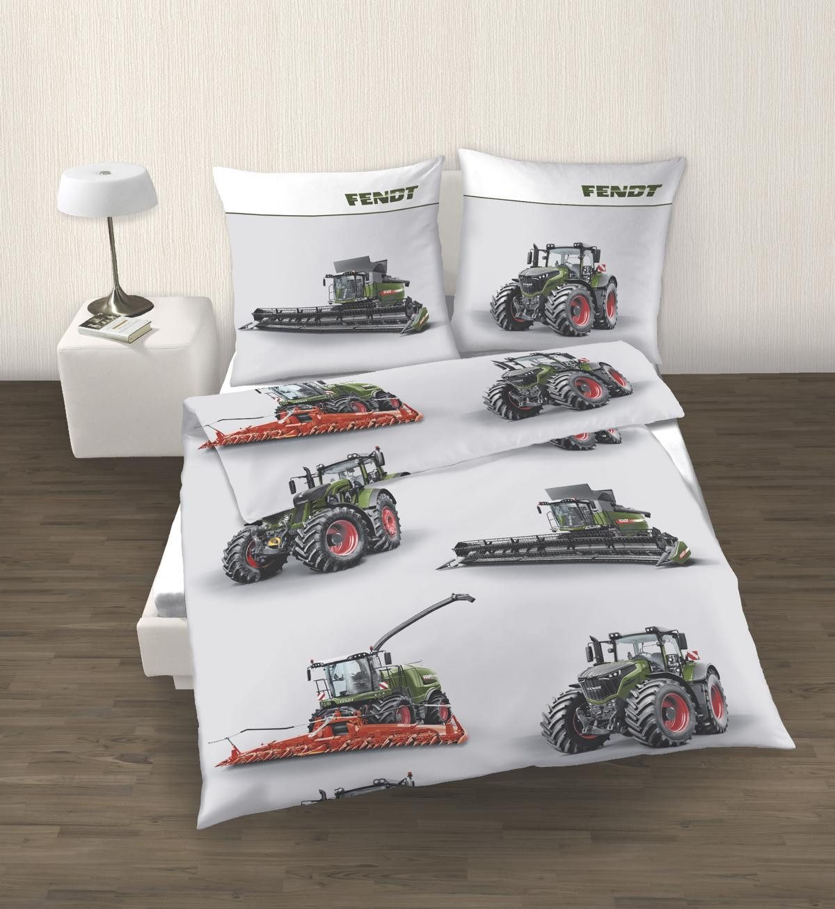 Träumschön Bettwäsche Biber 135x200 cm, FENDT Traktor & Mähdrescher aus 100 günstig online kaufen