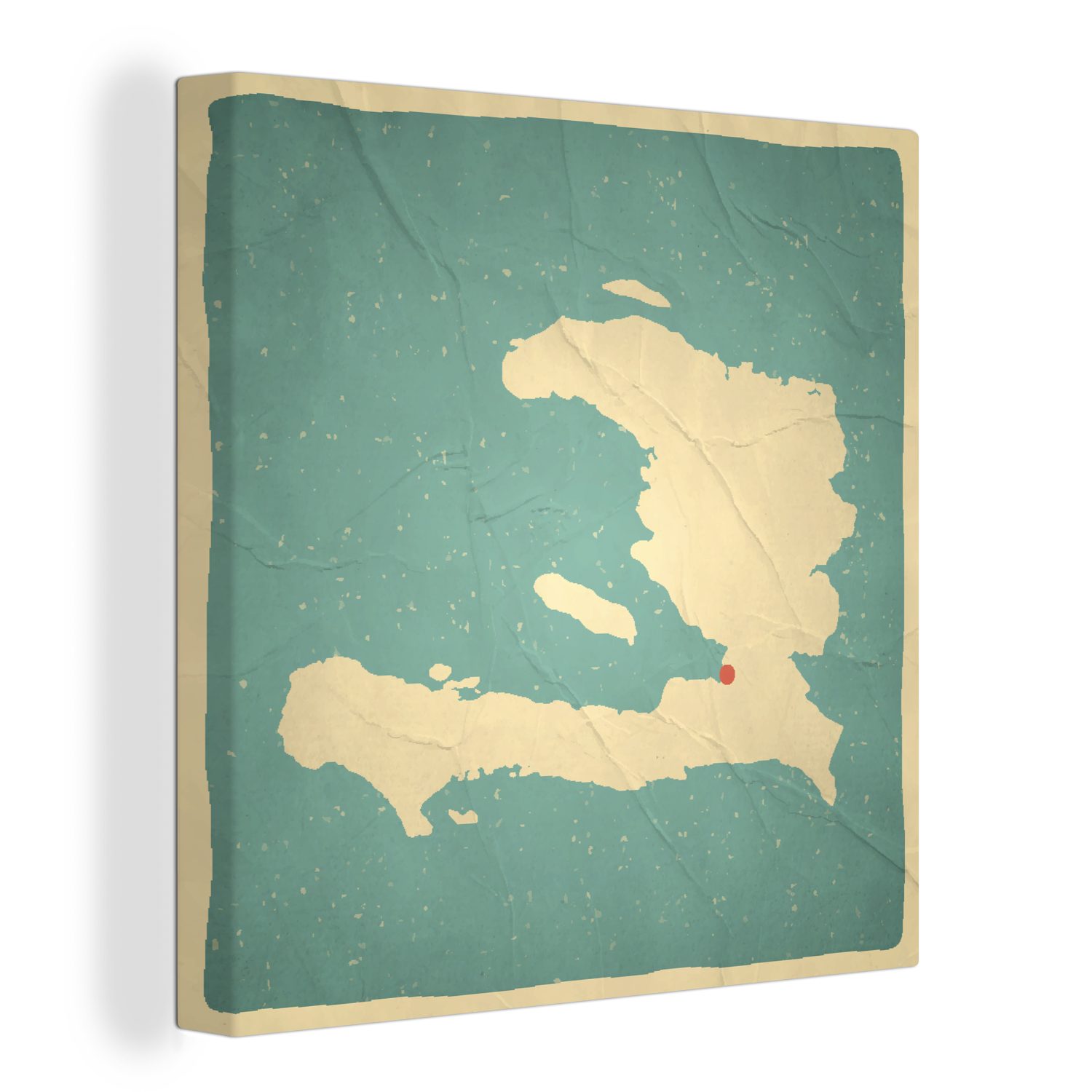 OneMillionCanvasses® Leinwandbild Illustration einer Karte von Haiti und Port-au-Prince, (1 St), Leinwand Bilder für Wohnzimmer Schlafzimmer