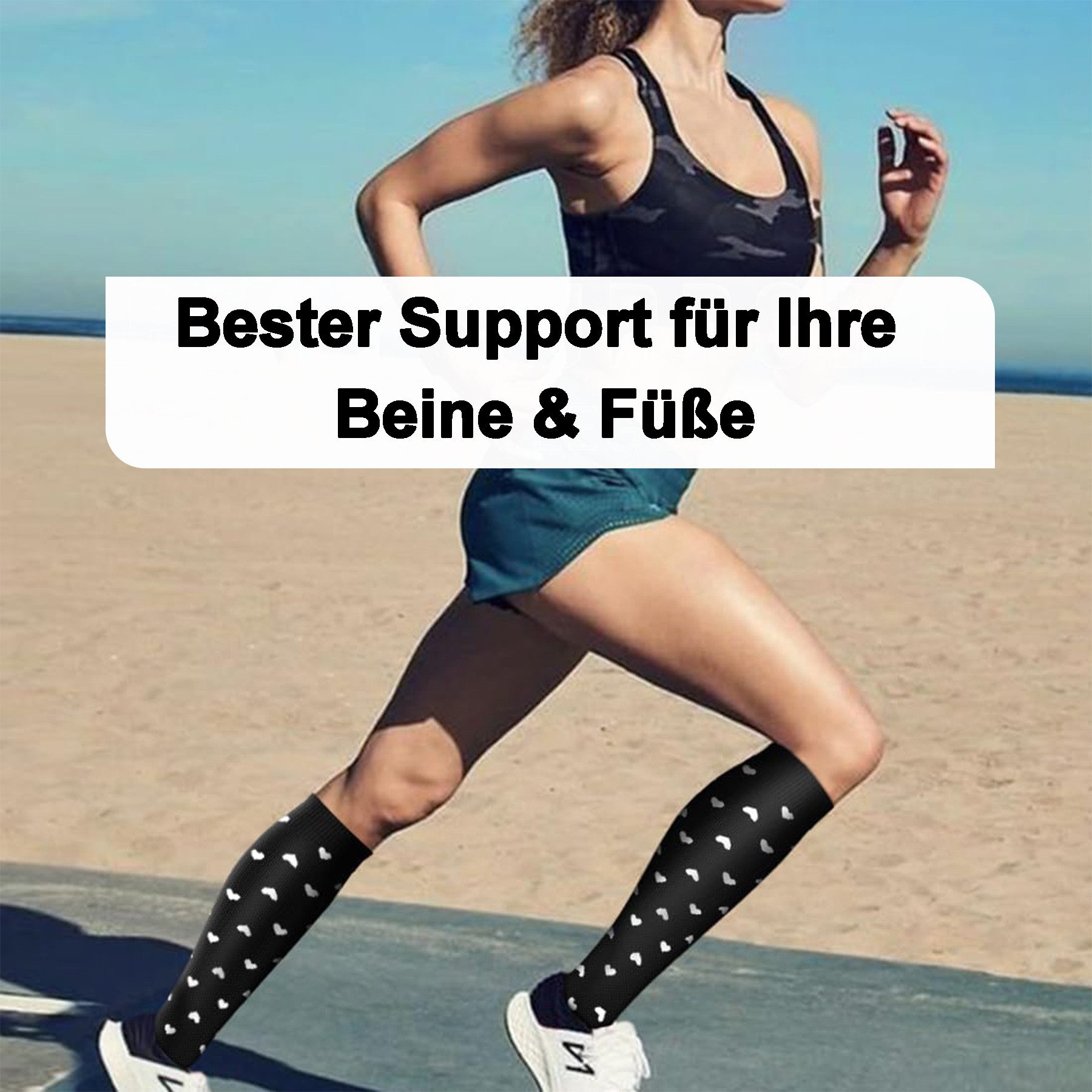 Mutig Kompressionsstrümpfe 6 Paar Reisestrümpfe, Sportsocken für Damen und Herren (ideal für Laufen, Reise, Flug, Alltag) – Bild 4 von 5