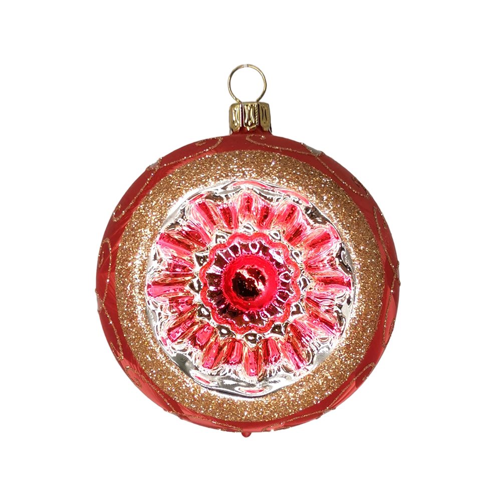 Schatzhauser Weihnachtsbaumkugel Reflexkugel Spitzenbordüre rot Eis (1 St), günstig online kaufen