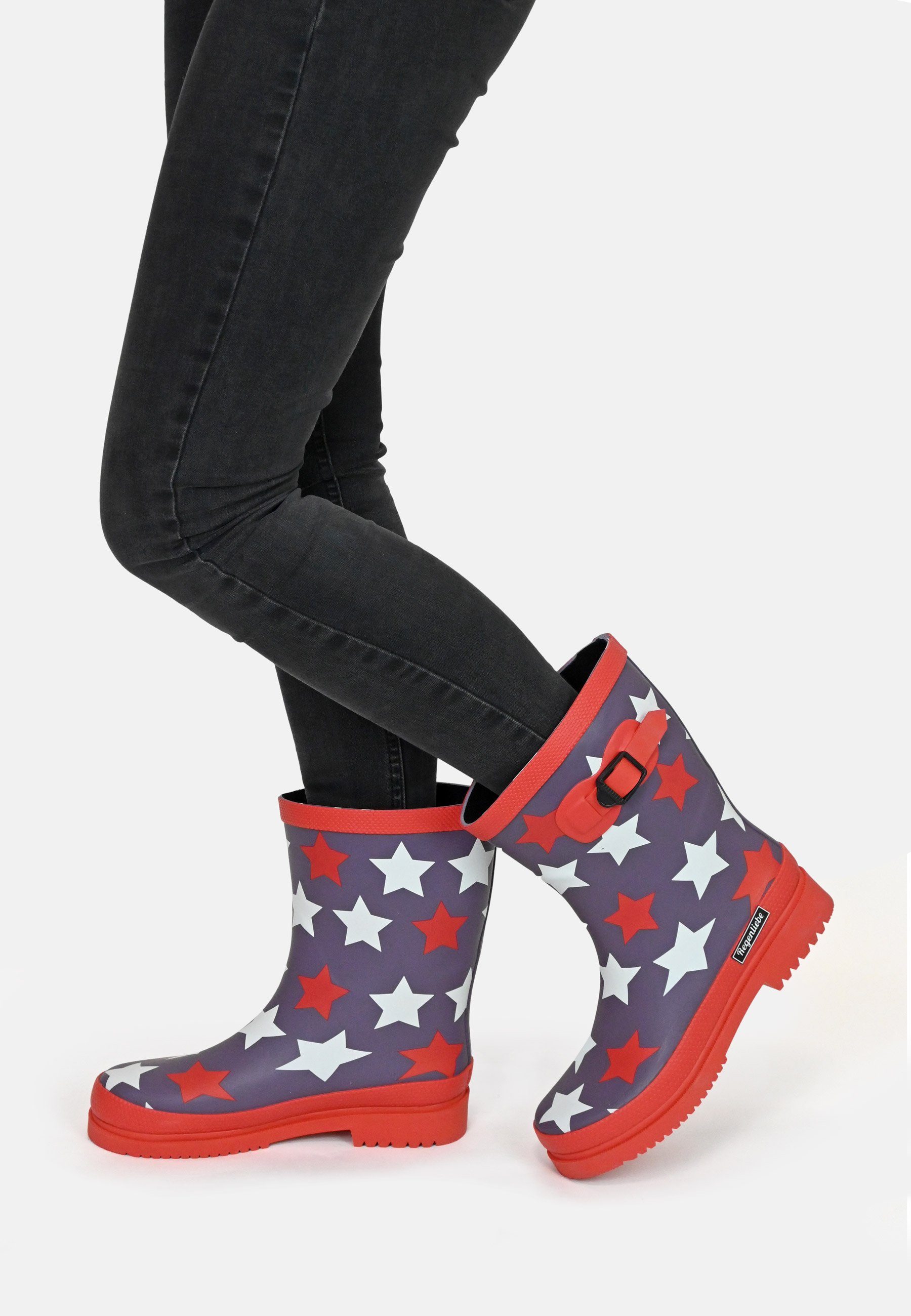 Regenliebe Stars Gummistiefel Halbschaft Stiefel mit Sternen Print