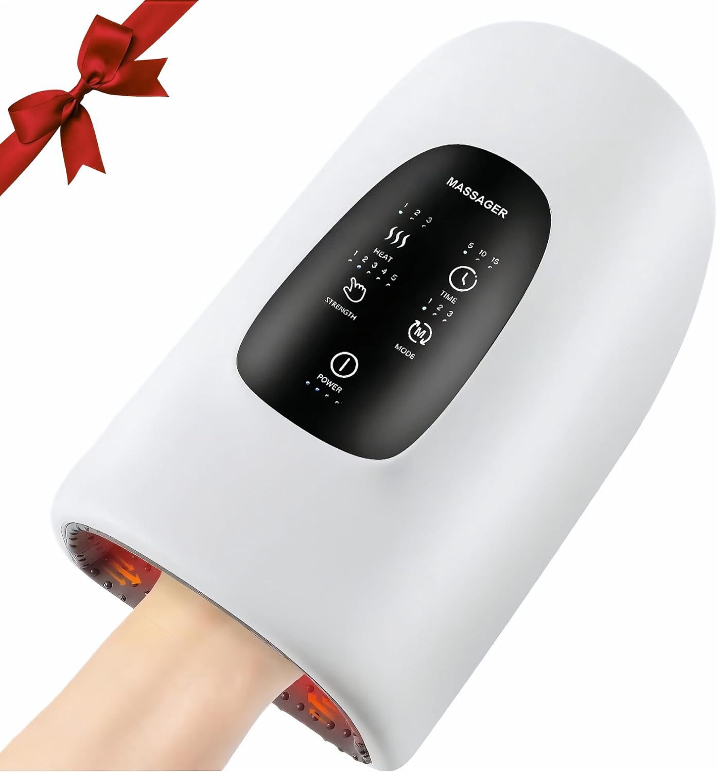 MOPUEA Massagegerät Elektrisches Handmassagegerät, Wärme Luftdruck 5 Intensitäten 3 Modi Timer 1-tlg., Kabellos Wiederaufladbar Tragbar, Für Entspannung Hände Alltag Büro