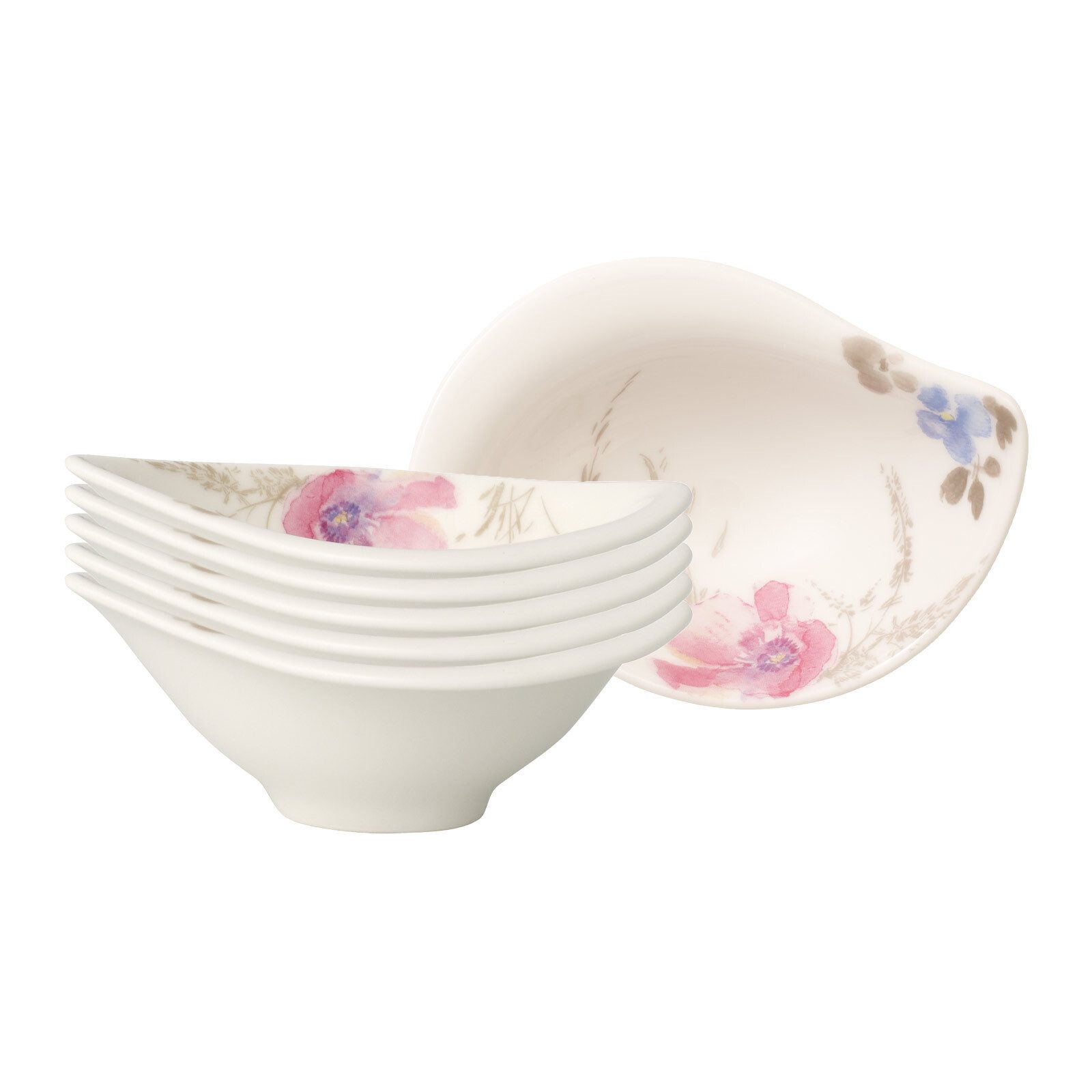 Villeroy & Boch Dipschale Mariefleur Gris Serve & Salad Dipschälchen, Porzellan, (6 Schalen, 6-tlg)