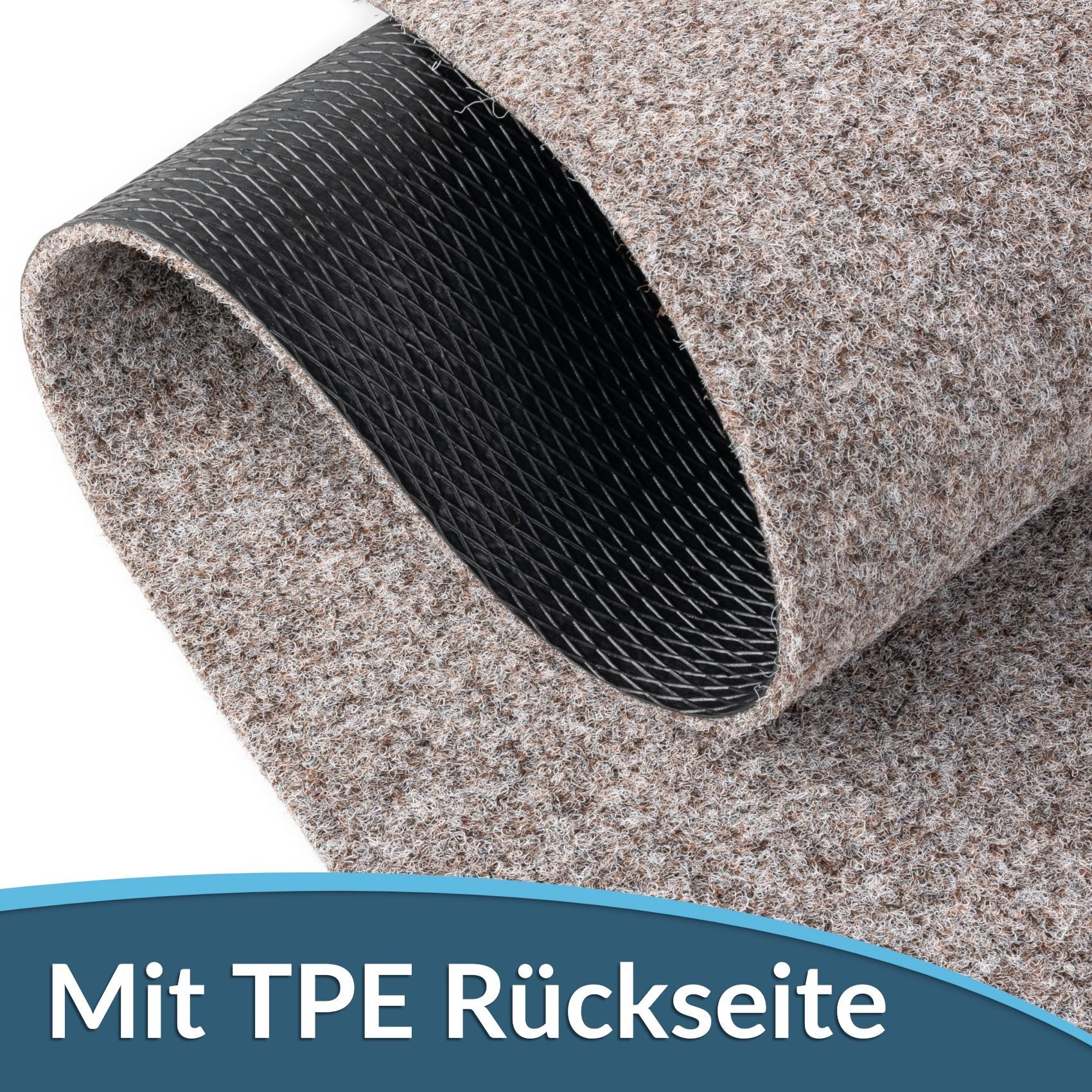 ANRO Fußmatte POET Schuhparkplatz schmal Schmutzfangmatte Unifarben, eckig, Höhe: 3 mm, Schuh-Abstellplatz rutschfest 25x60cm Kräusel Beige wasserdicht – Bild 3 von 5