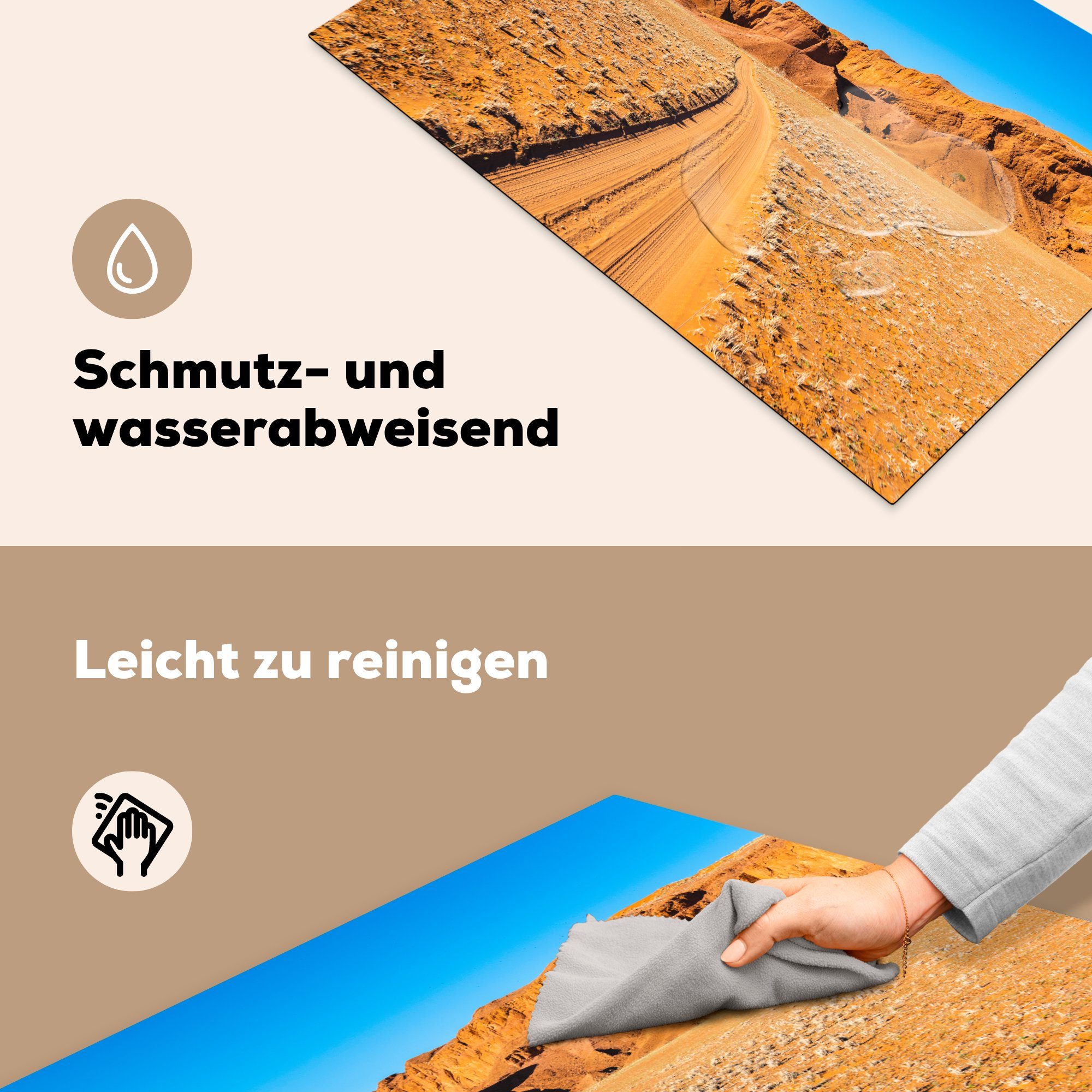 Sandige Vinyl, 81x52 küche, Piste Schutz cm, die für im MuchoWow afrikanischen Namibia, Induktionskochfeld Herdblende-/Abdeckplatte Ceranfeldabdeckung tlg), (1