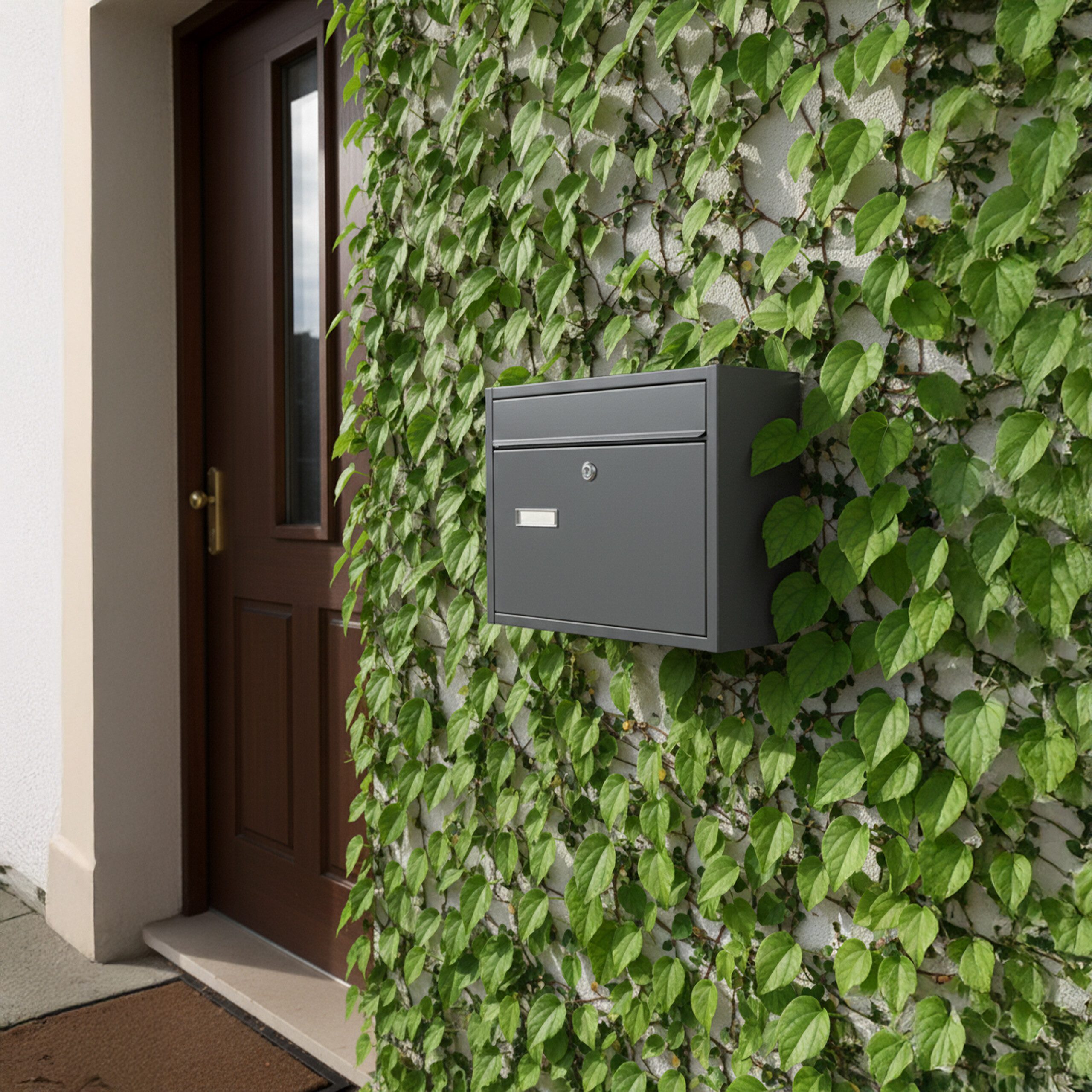 relaxdays Wandbriefkasten Briefkasten Querformat, grau