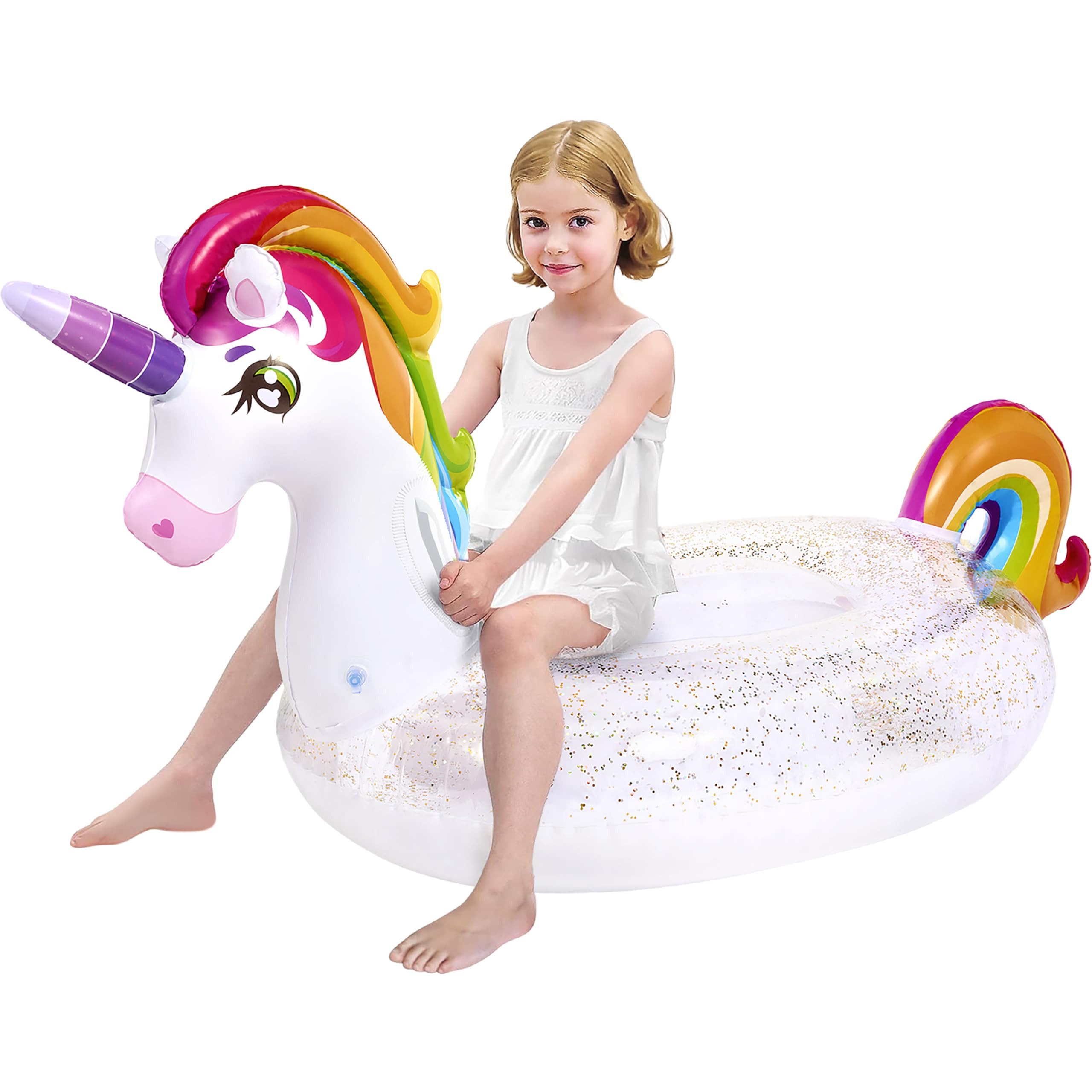 sloosh Aufblasbare Schwimmfigur SLOOSH Wasser Pool Luftmatratze Kinder, Aufblasbare Einhorn Pool Floß