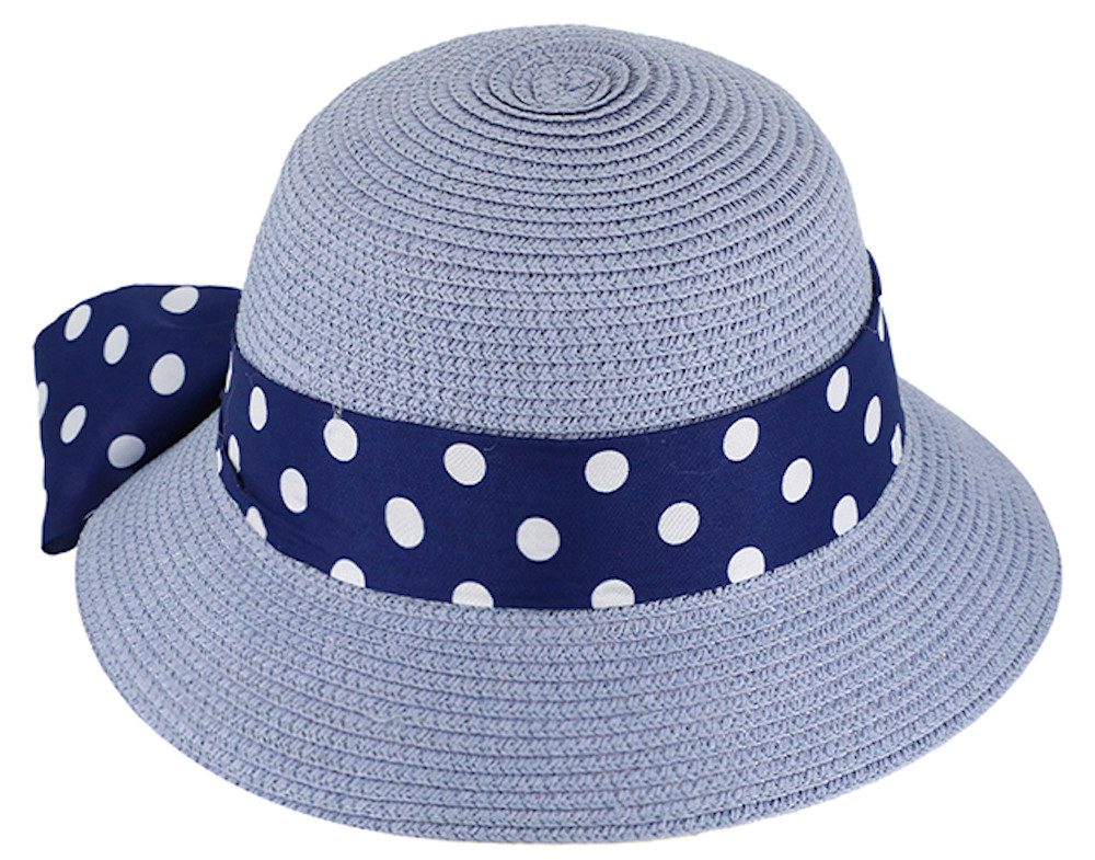 Sonnenhut Fiebig Mädchen Sommerhut Hut Glocke gepunktetes Band himmelblau