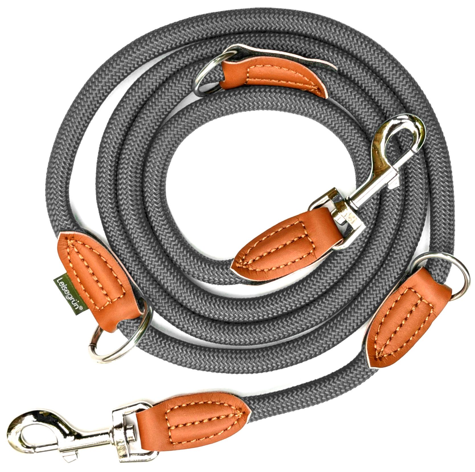 Leisegrün Hundeleine für große Hunde, 2m, 3-fach verstellbar, Nylon, Doppelleine für 2 Hunde, Führleine, Freihandleine, Kurzführer