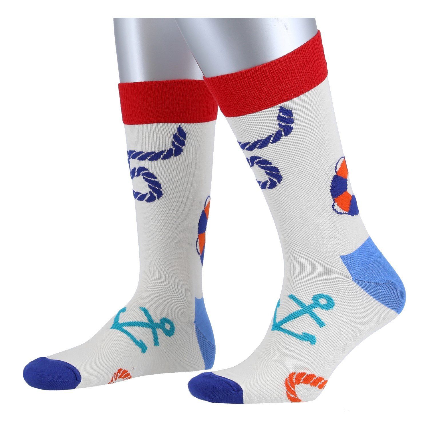 Happy Socks Socken Tagessocke Crew Jumbo Marine weiss - 1 Paar günstig online kaufen