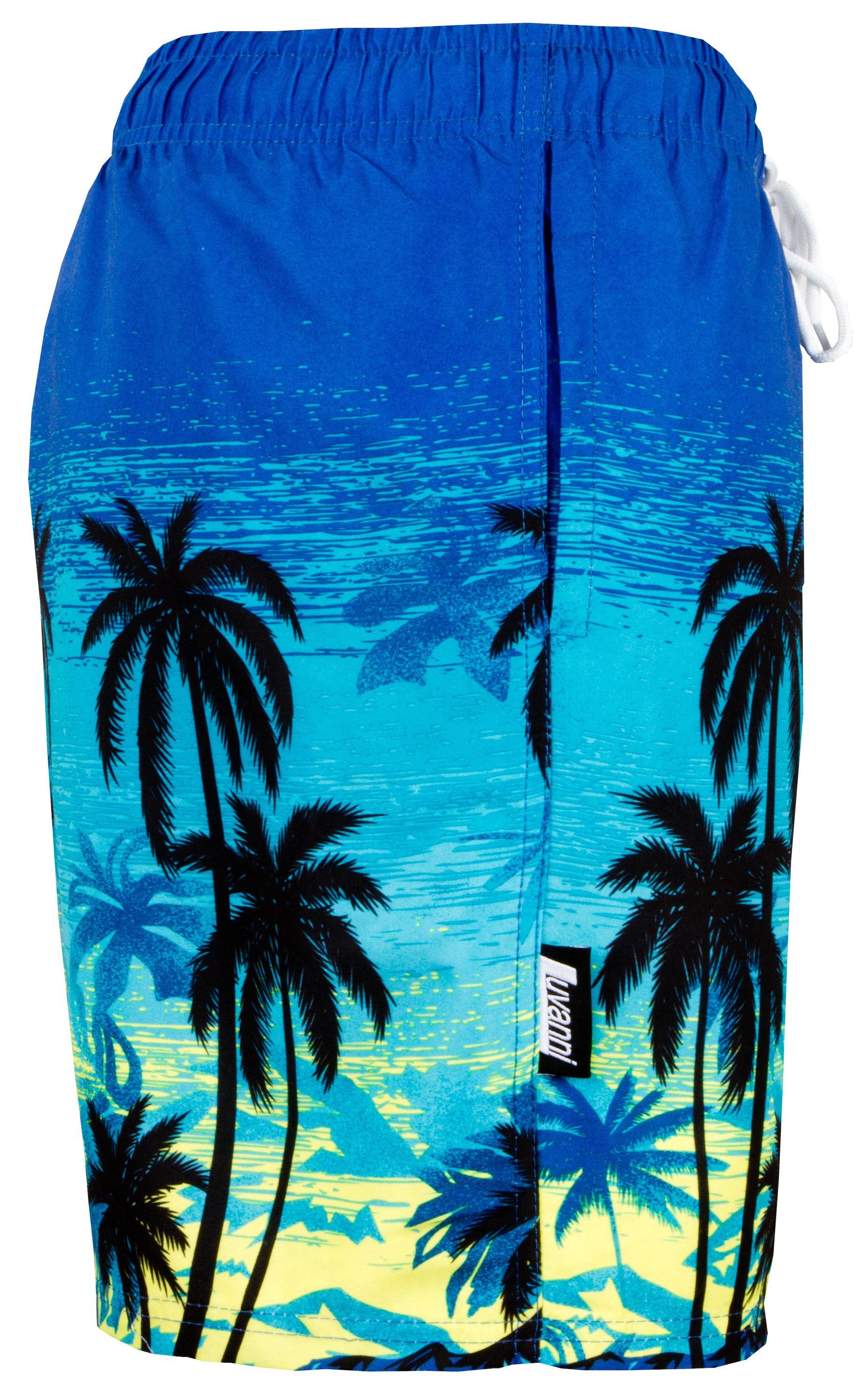 Luvanni Badehose Badehose Herren Schnelltrocknende Beachshorts 439v23 Badeshorts Kordelzug Boardshorts Schwimmhose Männer Streifen Palmen