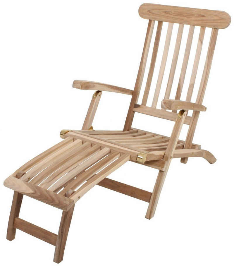 Garden Pleasure Gartenliege, Teak Deckchair Garten Holz Relax Liege Sonnenliege Möbel