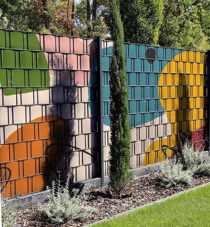 Thumbnail - MyMaxxi Sichtschutzstreifen Sichtschutzstreifen Bunte Formen rund Sichtschutz Garten Zaun