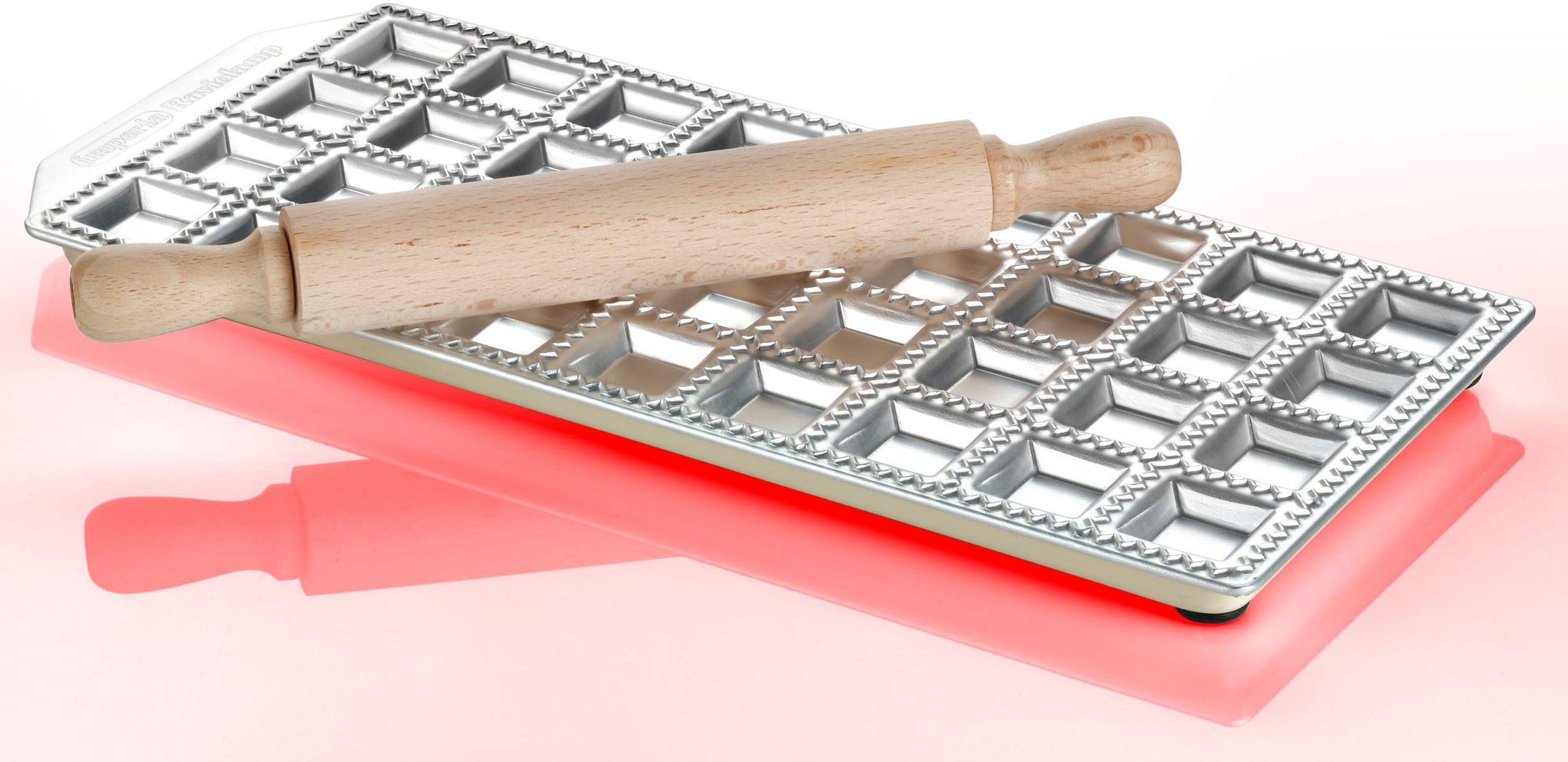 imperia Ravioliform Ravioli Classici, Aluminium, für 36 Ravioli, inkl. Nudelholz, Aluminium