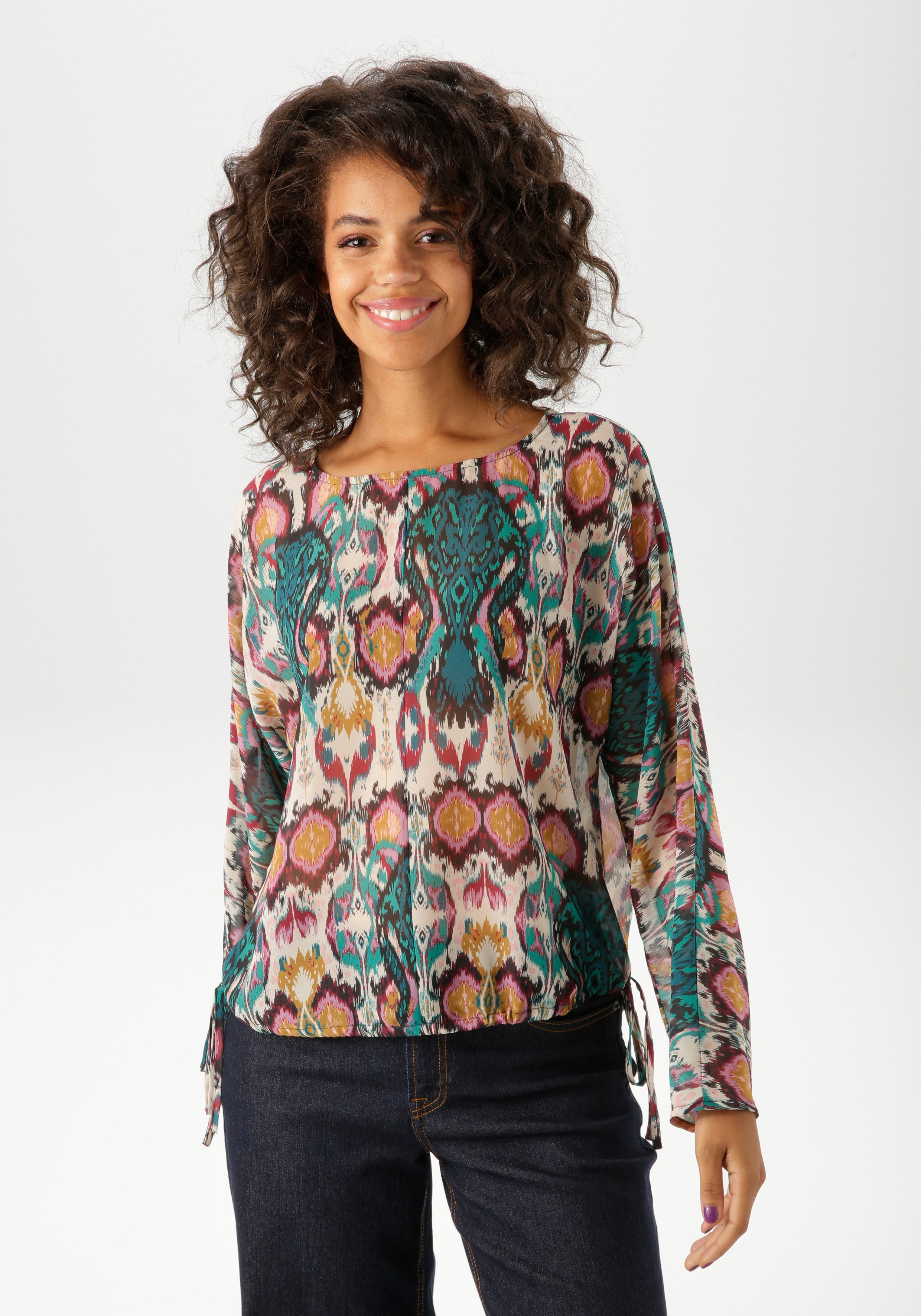 Aniston CASUAL Schlupfbluse mit farbenfrohen Ethno-Druck - jedes Teil ein U günstig online kaufen