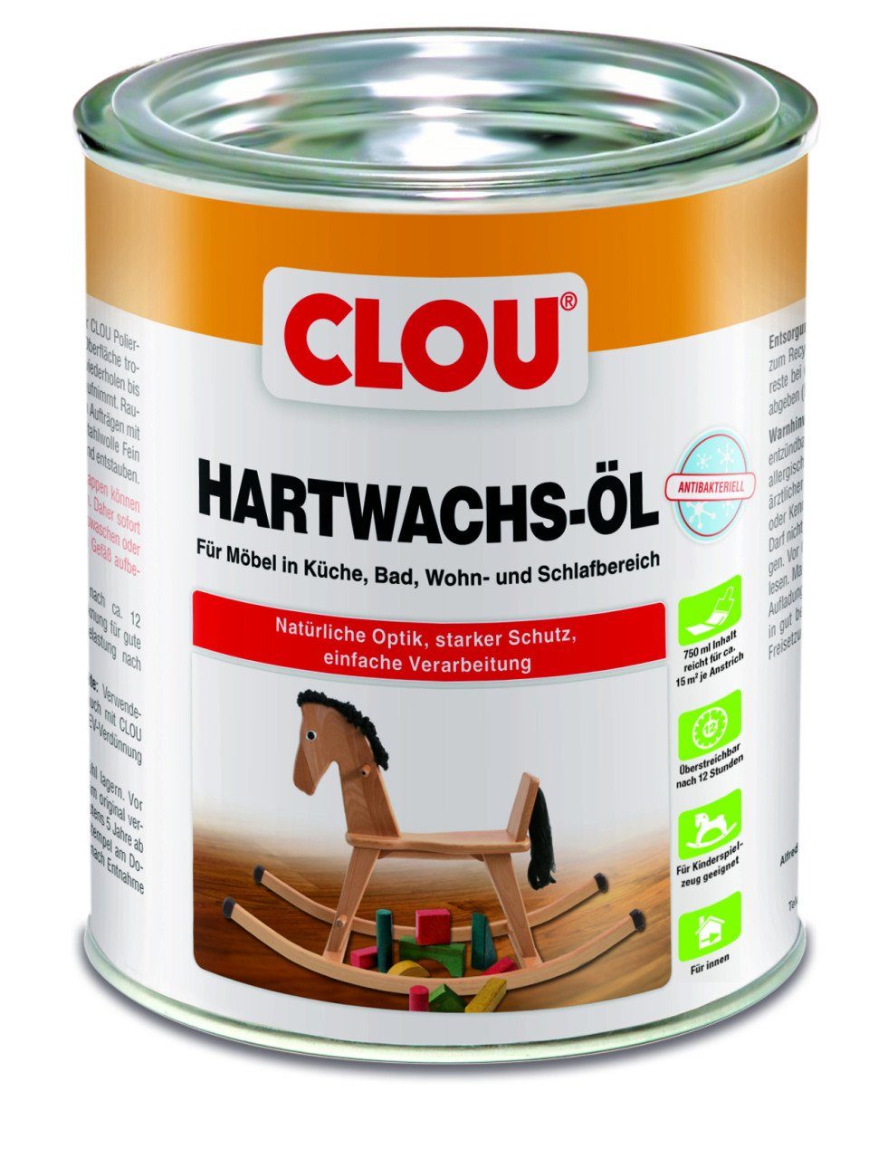 CLOU Hartholzöl Clou Hartwachs Öl antibakteriell 750 ml