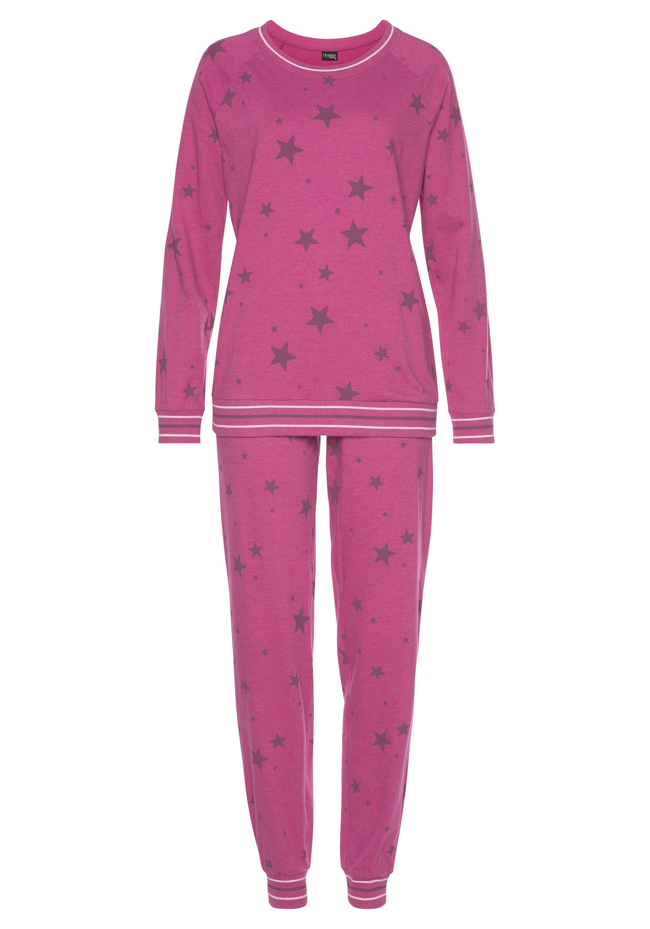 Vivance Dreams Pyjama (2 tlg., mit Stück) 1 bordeaux-gemustert Sternedruck