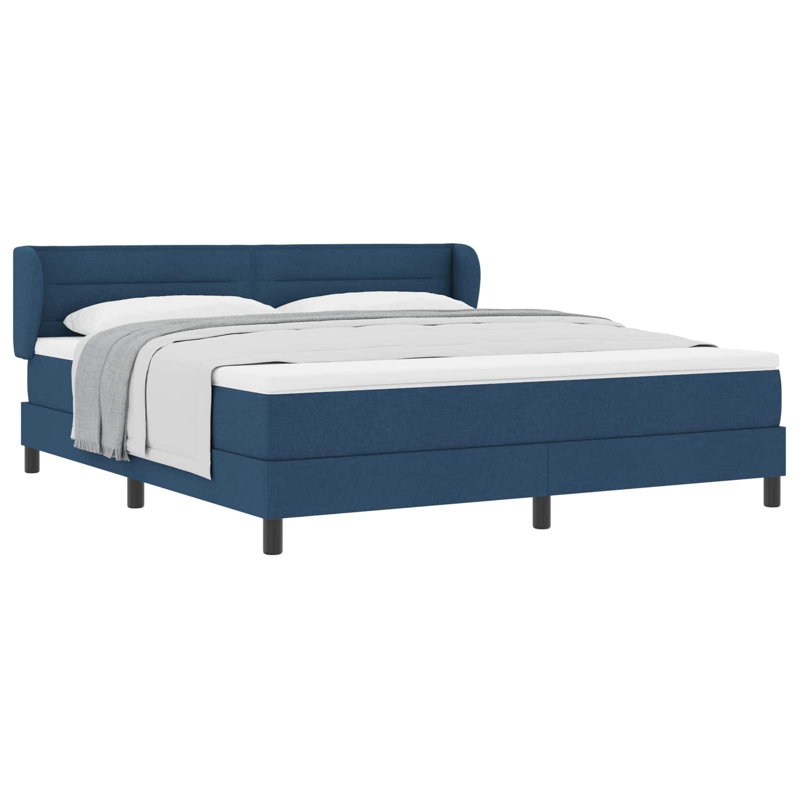 Bett Boxspringbett mit Matratze mit Kopfteil Blau 180 x 200 cm Stoff