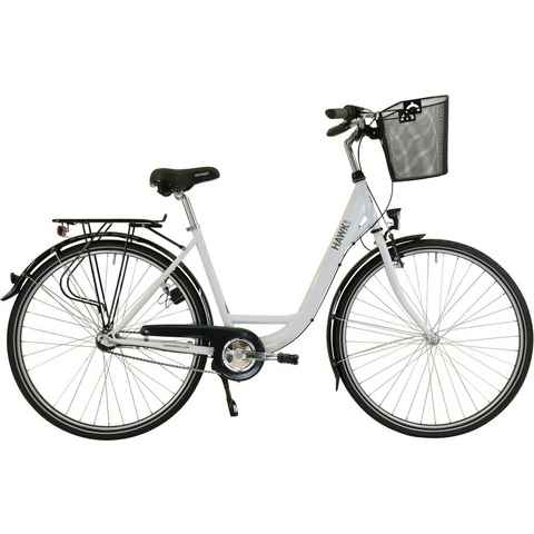 HAWK Bikes Cityrad HAWK City Wave Premium Plus White, 3 Gang Shimano Nexus Schaltwerk, für Damen und Herren