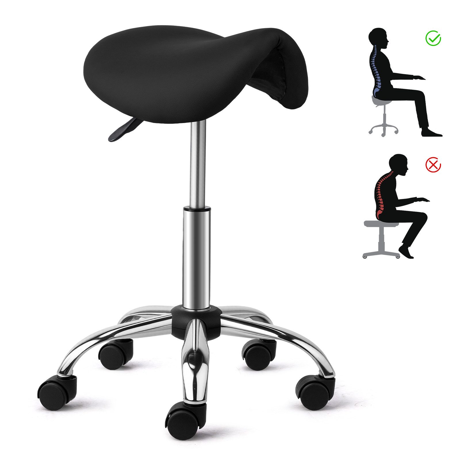VINGLI Drehhocker Sattelhocker, Rollhocker, Bürohocker, Drehhocker,Arbeitsh günstig online kaufen