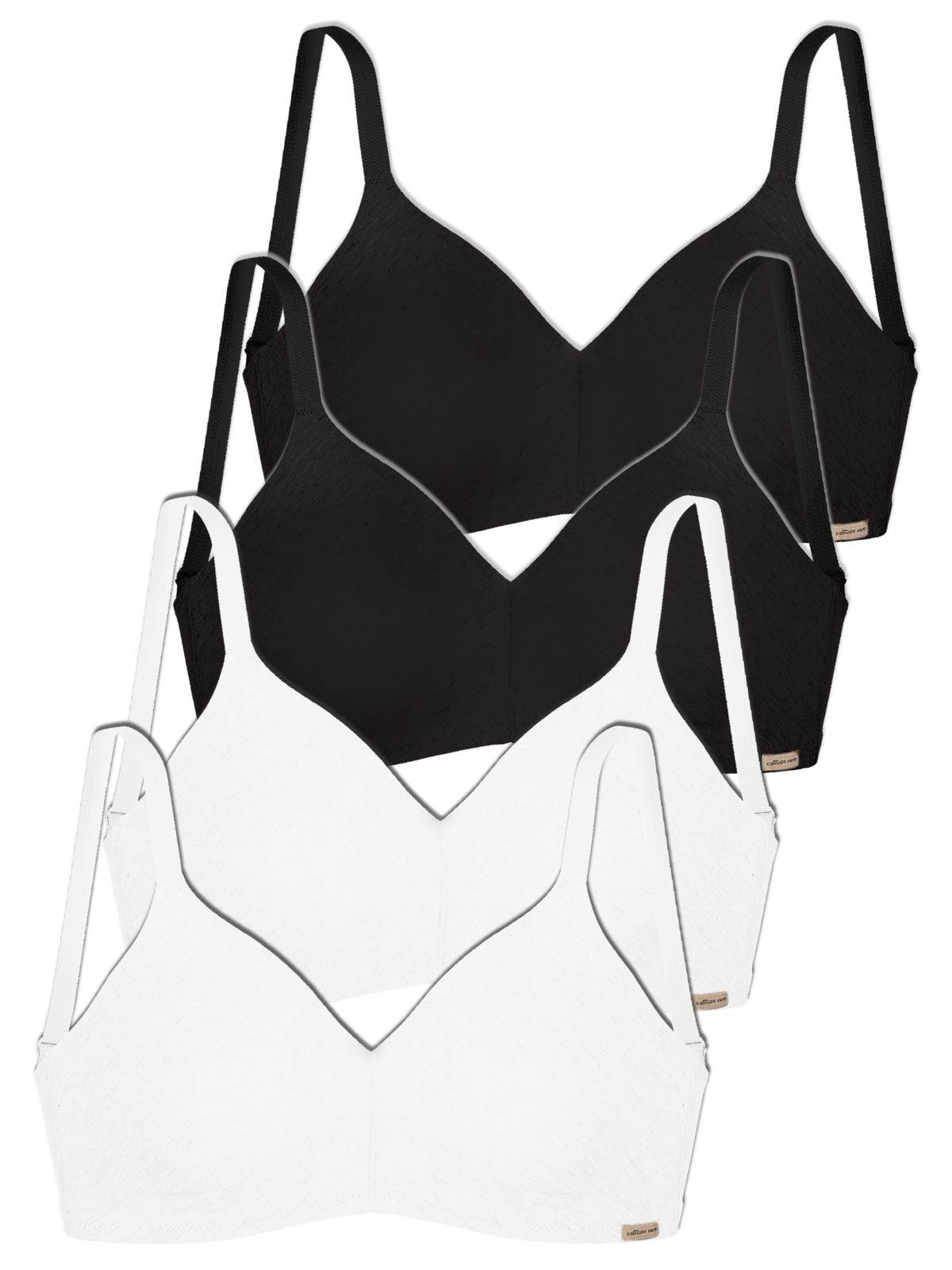 comazo Set: Bügelloser BH 4er Pack Damen Soft BH ohne Bügel 2764 (Spar-Set, 4-tlg) Vegan